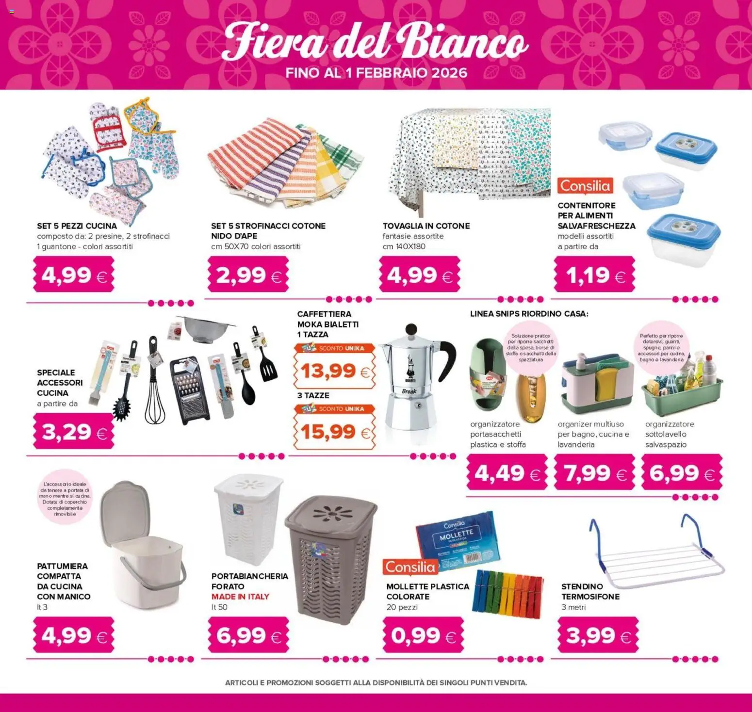 Volantino Oasi del 27.12.2025 | Pagina: 11 | Prodotti: Caffettiera, Pattumiera, Tovaglia, Bagno