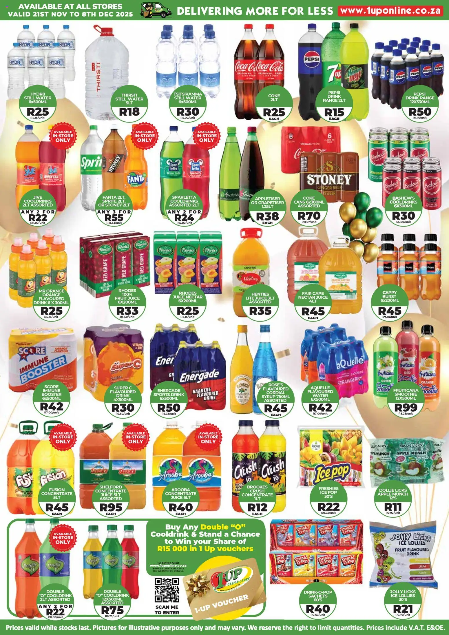 New 1UP Cash & Carry catalogue – valid from 21.11.2025 | Page: 3 | Products: Coke, Sprite, Stoney, Syrup