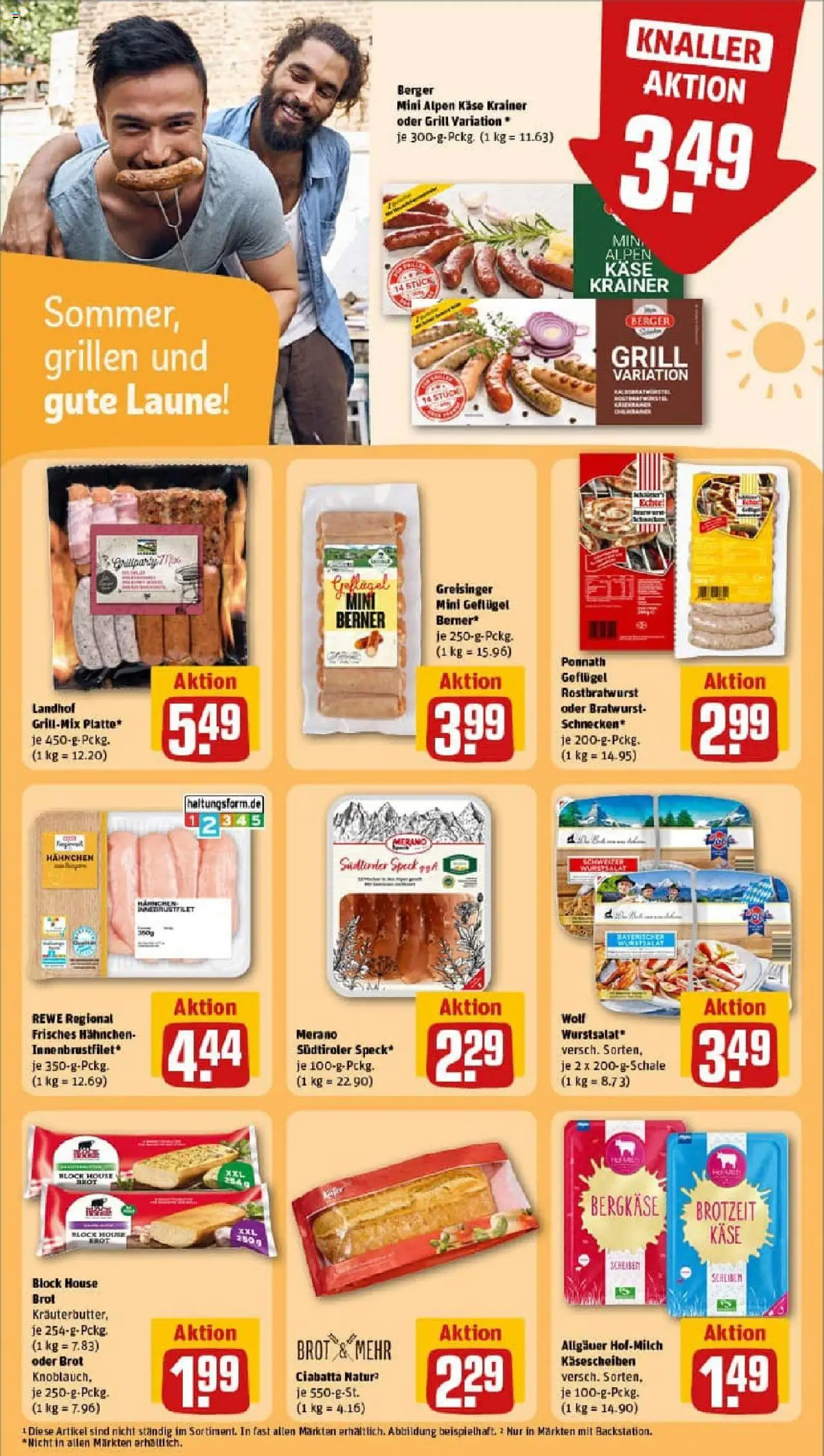 Rewe prospekt Münchsmünster	 - gültig ab dem 29.06.2025 | Seite: 22 | Produkte: Hahnchen, Bratwurst, Kräuterbutter, Brot