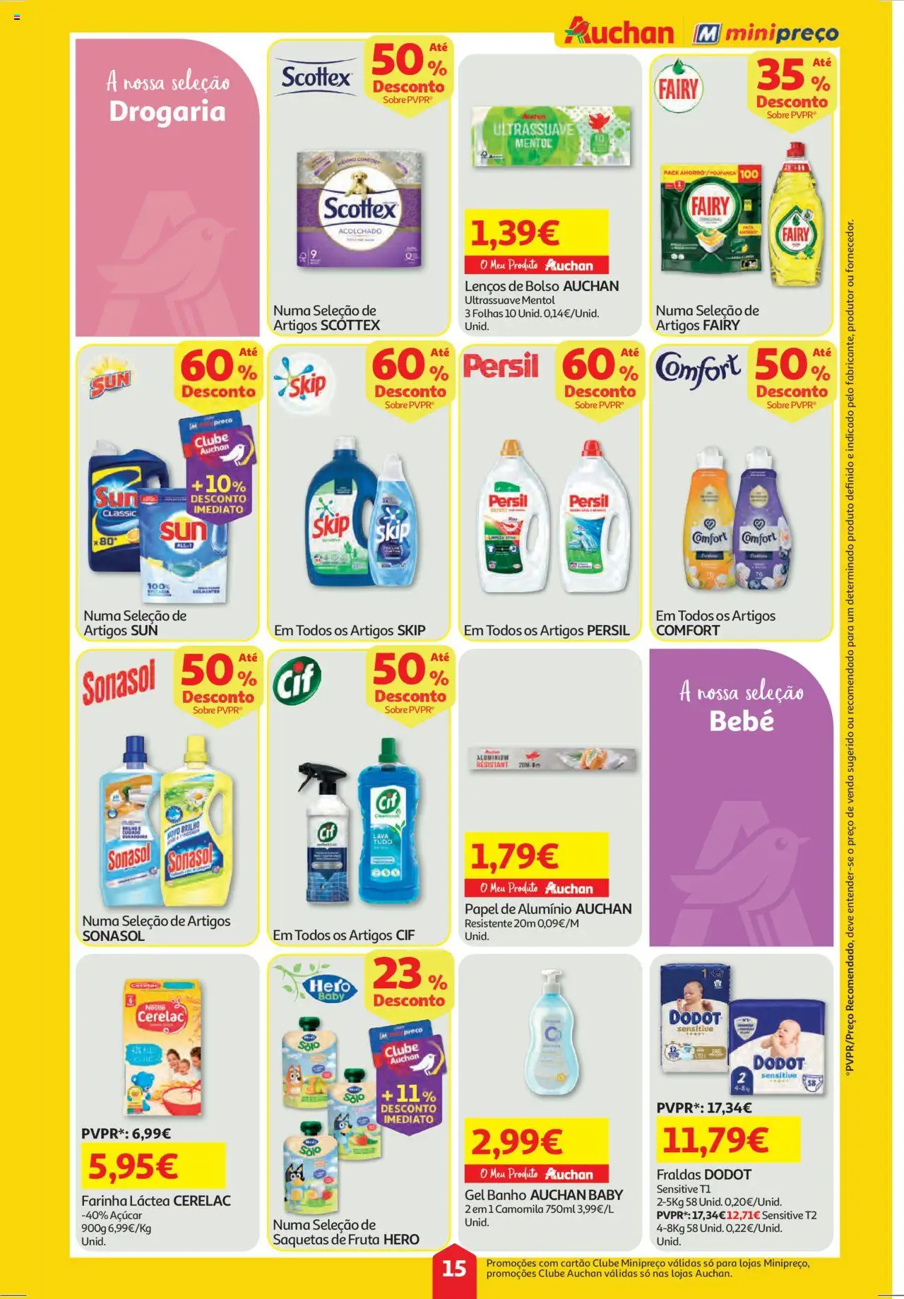 Auchan folheto │ válido de 09.10.2025 | Página: 15 | Produtos: Fraldas, Papel de alumínio, Açúcar, Persil