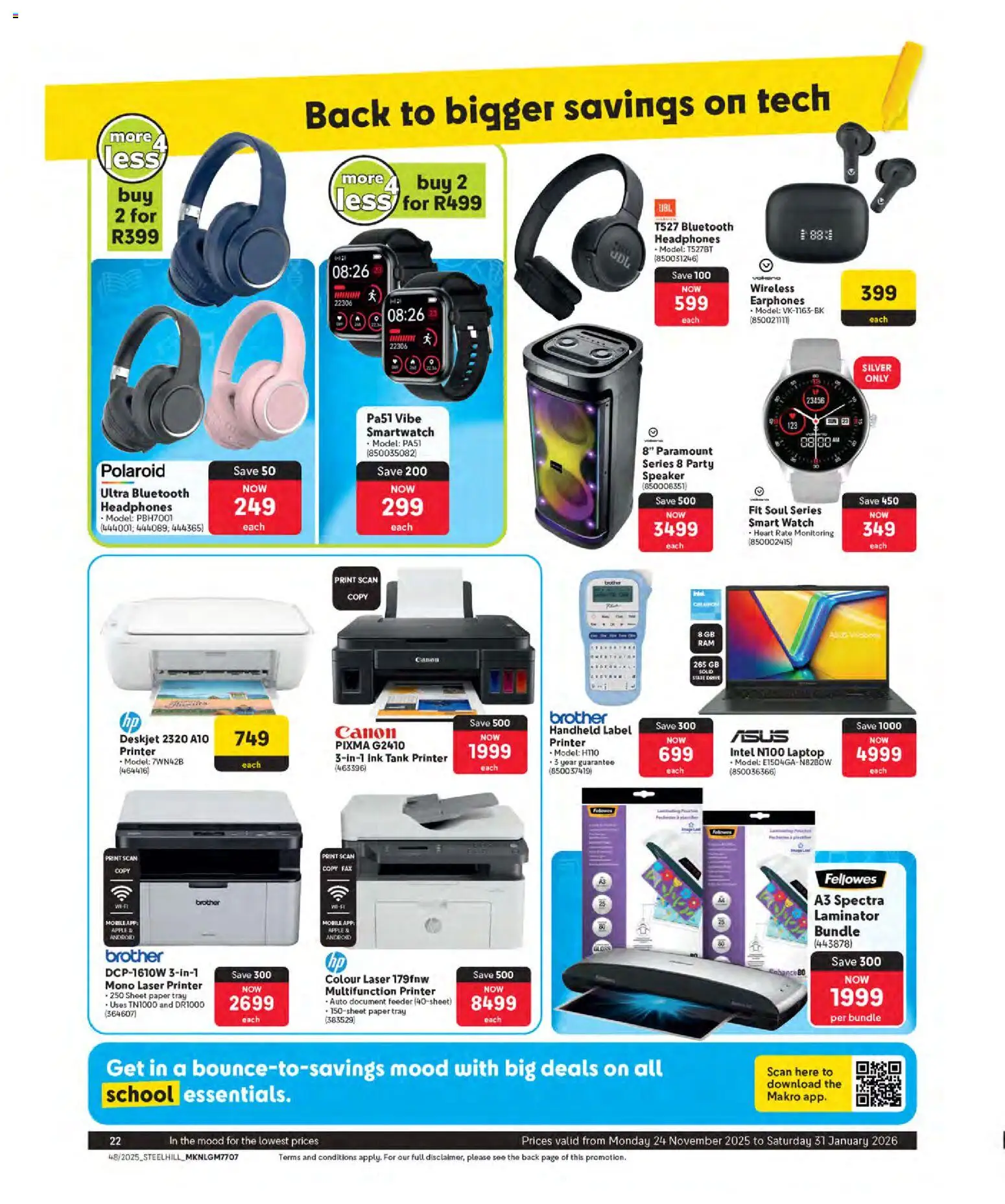 New Makro catalogue – valid from 24.11.2025 | Page: 22 | Products: Earphones, Tray, Laminator, Paper