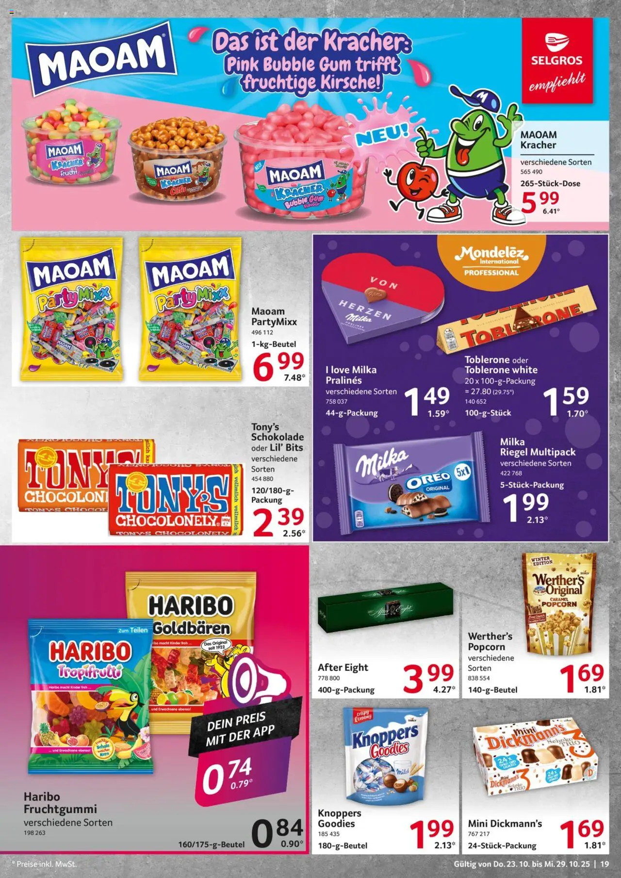 Selgros Prospekt 	 – gültig ab 23.10.2025 | Seite: 19 | Produkte: Haribo, Cola, Schokolade, Knoppers