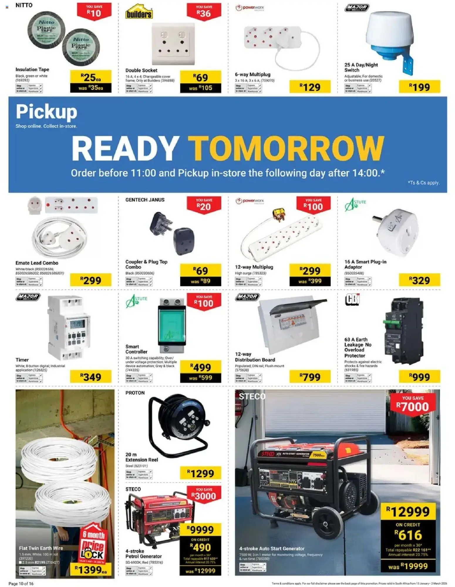 New Builders catalogue – valid from 13.01.2026 | Page: 10 | Products: Cover, Generator, Socket, Tape