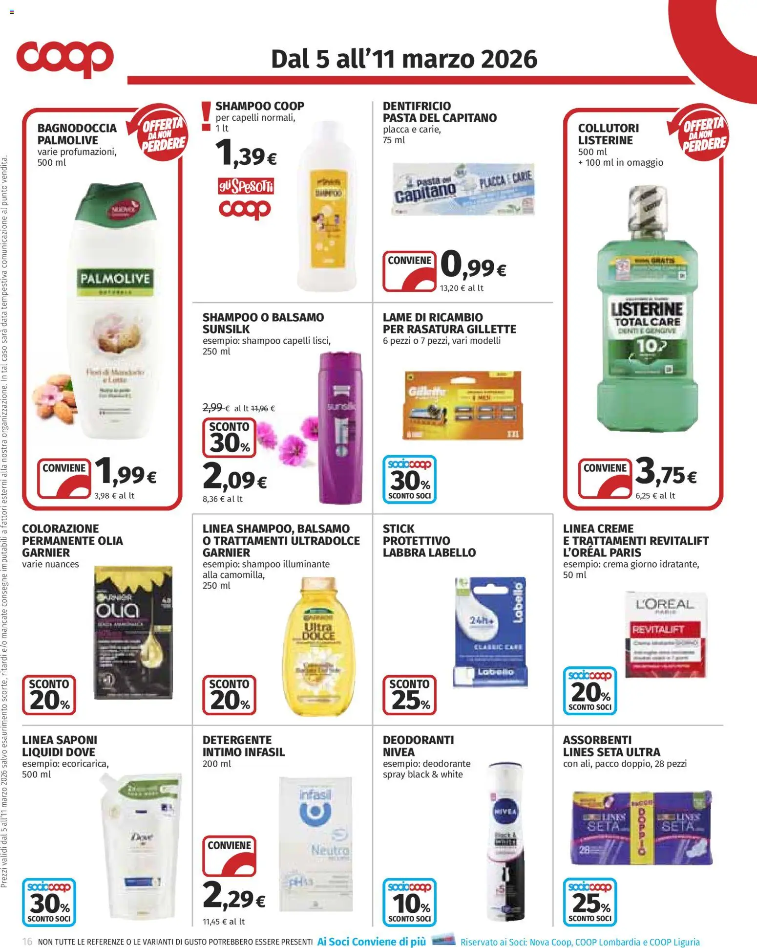 Volantino COOP del 05.03.2026 | Pagina: 16 | Prodotti: Balsamo, Deodorante, Dentifricio, Data