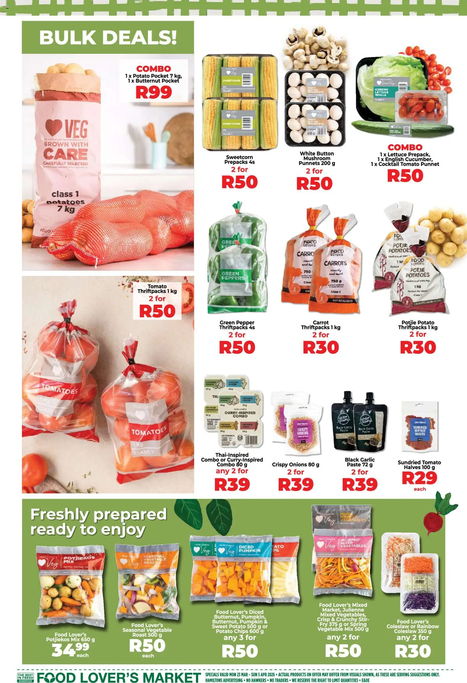 New Food Lover's Market catalogue – valid from 23.03.2026 | Page: 2 | Products: Potatoes, Onions, Vegetables, Garlic