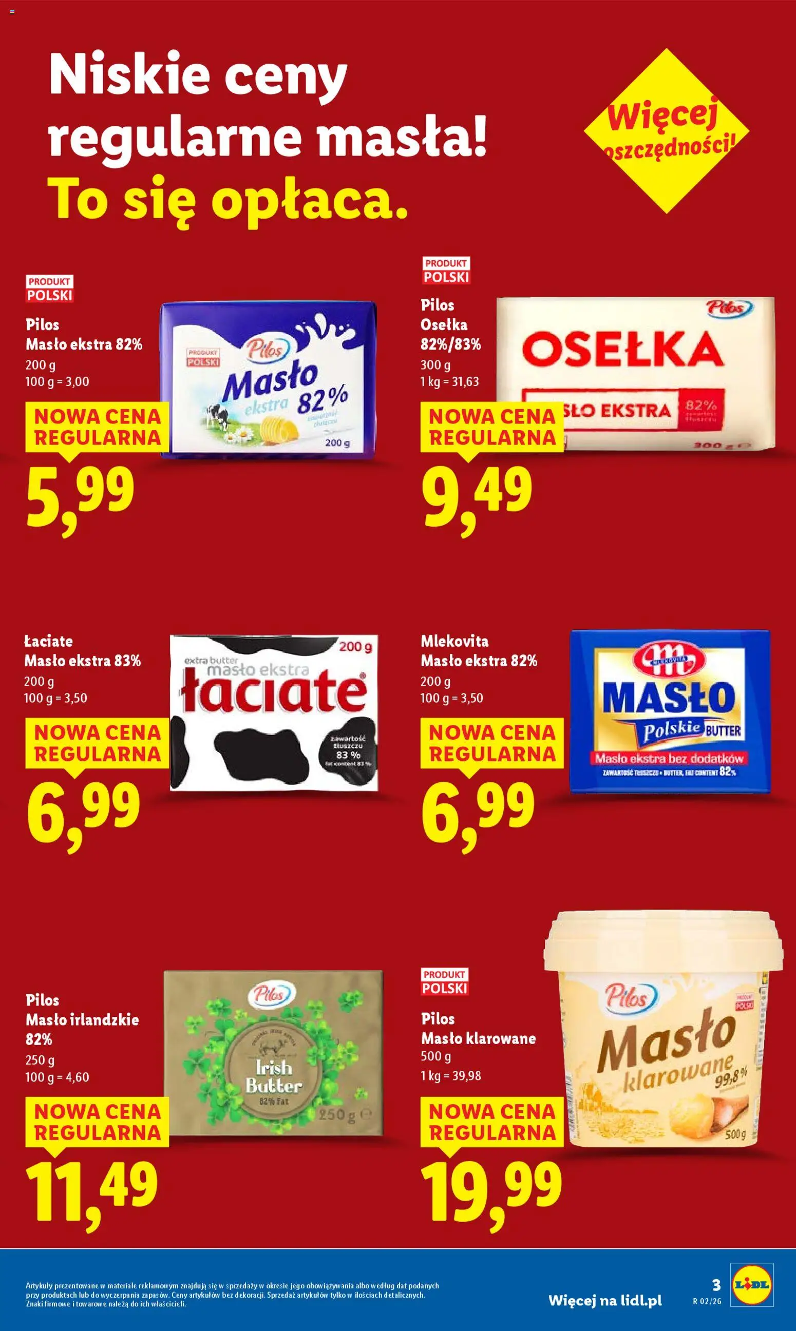Lidl Gazetka od 19.01.2026 | Strona: 3 | Produkty: Osełka, Masło klarowane, Masło irlandzkie, Masło