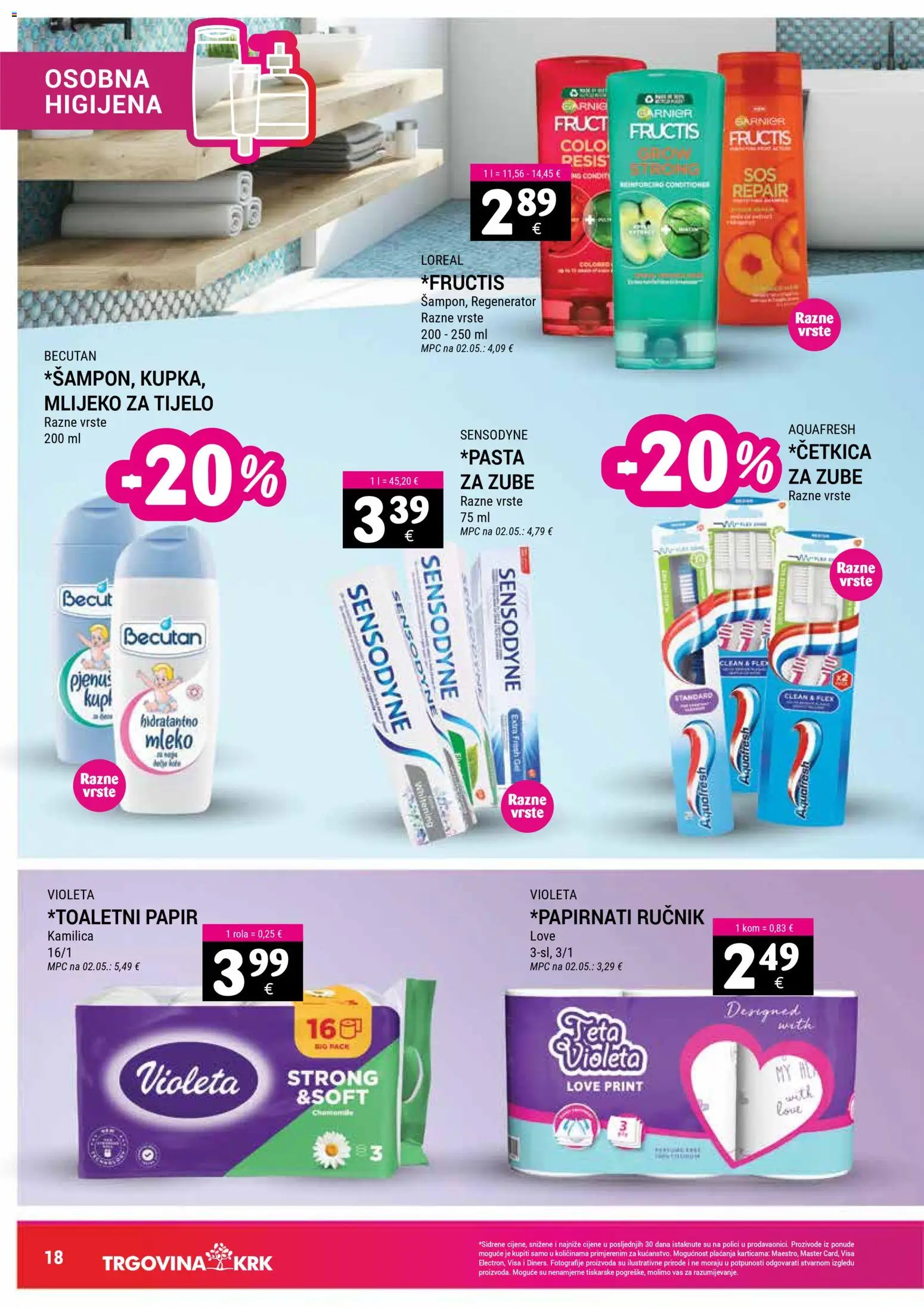 Trgovina Krk katalog | vrijedi od 01.11.2025 | Stranica: 18 | Proizvodi: Mlijeko za tijelo, Sensodyne, Violeta, Garnier