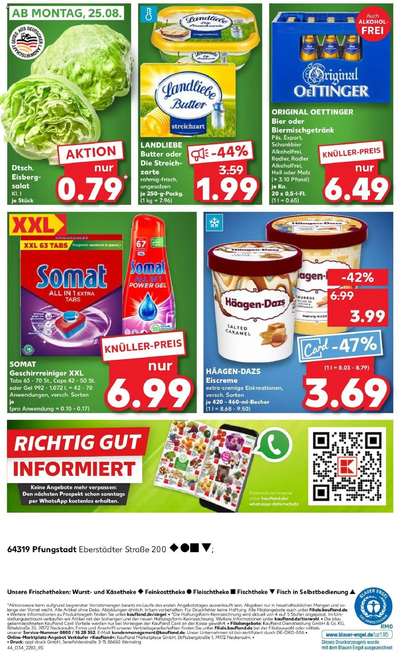Kaufland prospekt Pfungstadt	 - gültig ab dem 21.08.2025 | Seite: 44 | Produkte: Butter, Landliebe butter, Oettinger, Eiscreme
