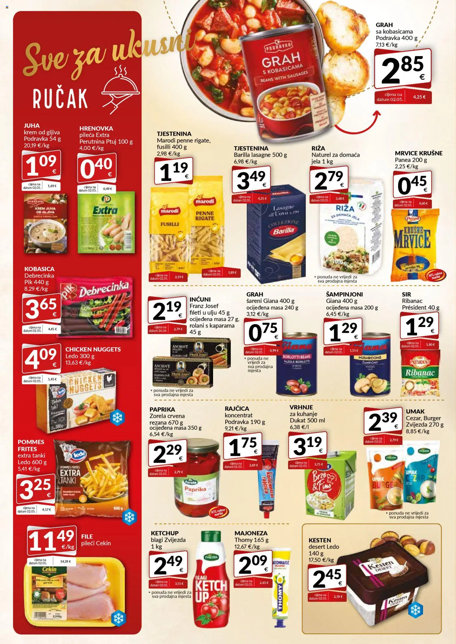 Bakmaz katalog | vrijedi od 27.11.2025 | Stranica: 4 | Proizvodi: Tjestenina, Juha, Kobasica, Perutnina Ptuj