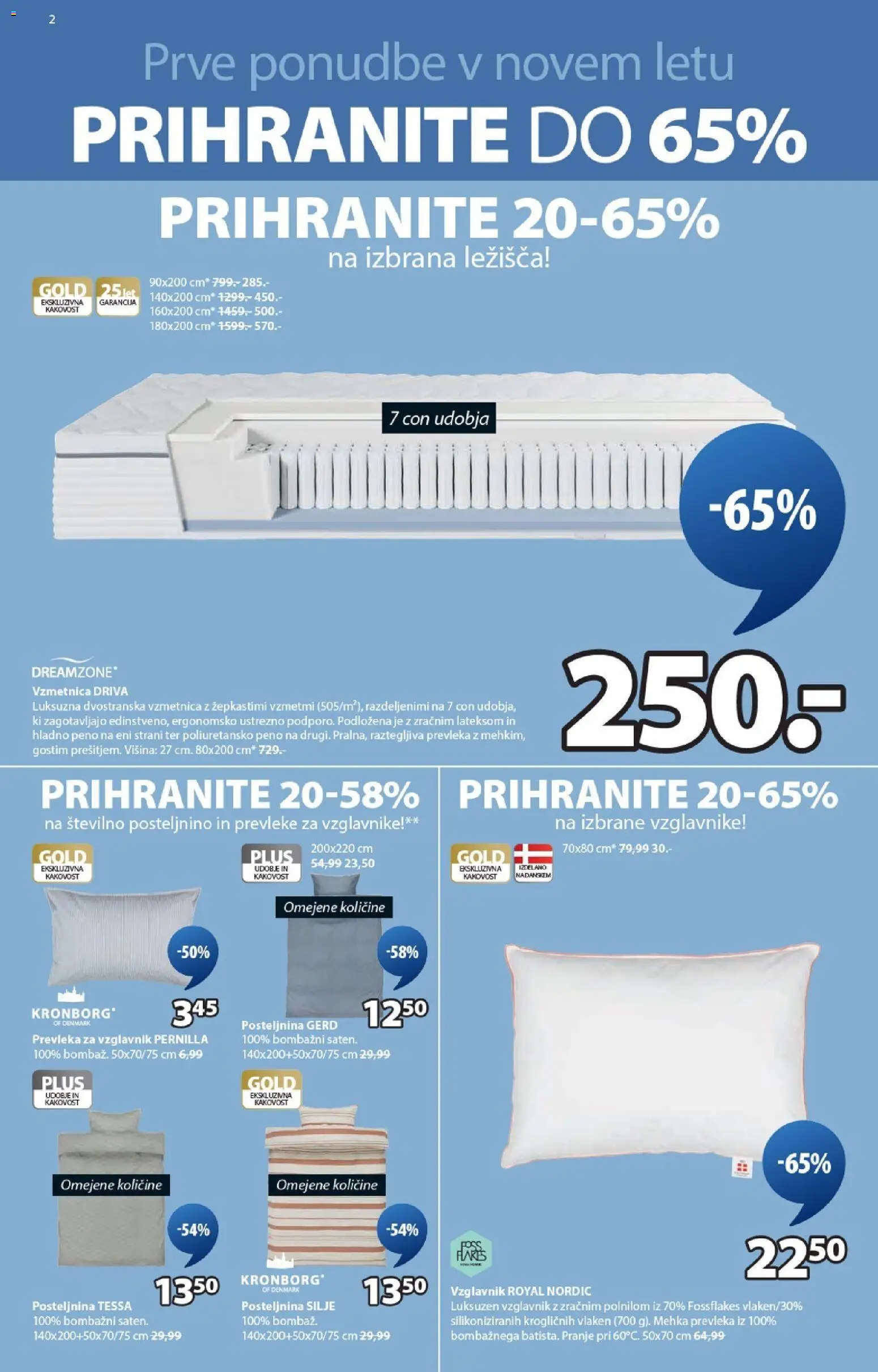 Novi JYSK katalog ponudbe – veljaven od 31.12.2025 | Stran: 2 | Izdelki: Vzglavnik, Vzmetnica, Prevleka, Posteljnina