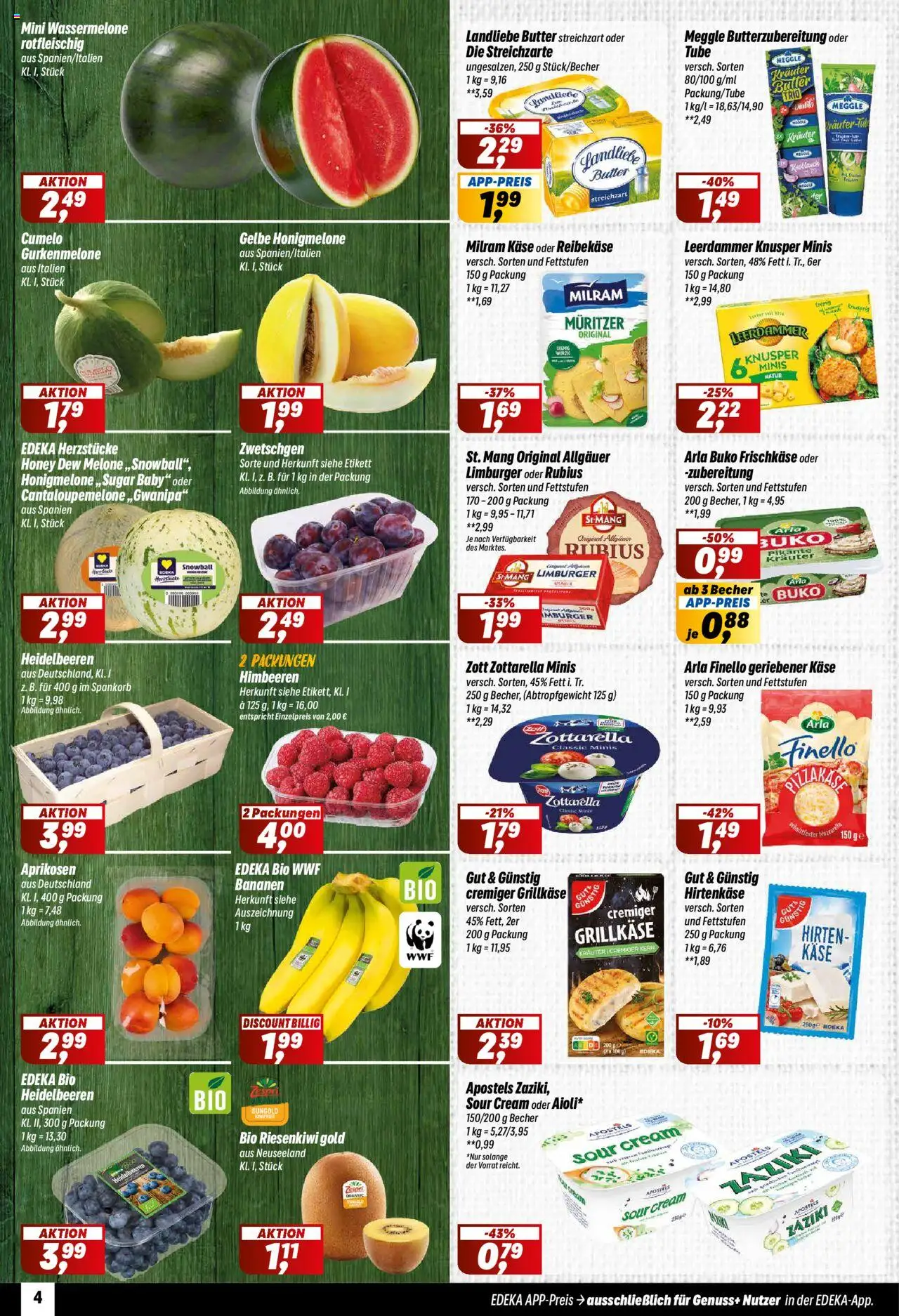 Simmel Prospekt 	 - gültig ab dem 21.07.2025 | Seite: 4 | Produkte: Landliebe butter, Leerdammer, Honigmelone, Wassermelone