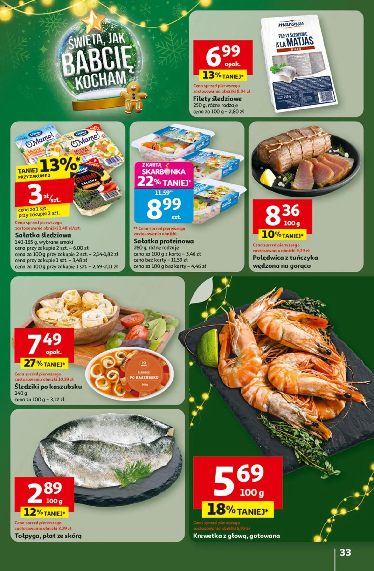 Auchan Black Friday od 27.11.2025 | Strona: 33 | Produkty: Karta, Surimi, Filety śledziowe a'la matjas, Sałatka