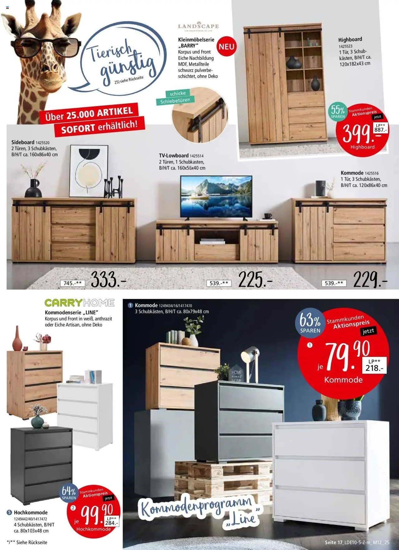Zurbrüggen - Zurbrüggen: Tierisch günstig – gültig ab 10.10.2025 | Seite: 23 | Produkte: Sideboard, HIghboard, Kommode