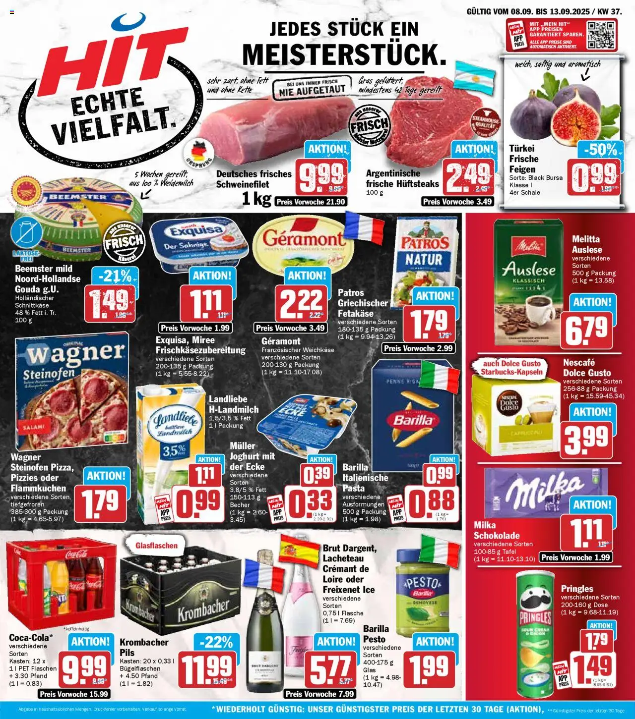 HIT - Wochenprospekt – gültig ab 08.09.2025 | Seite: 1 | Produkte: Joghurt, Schokolade, Pils, Milka