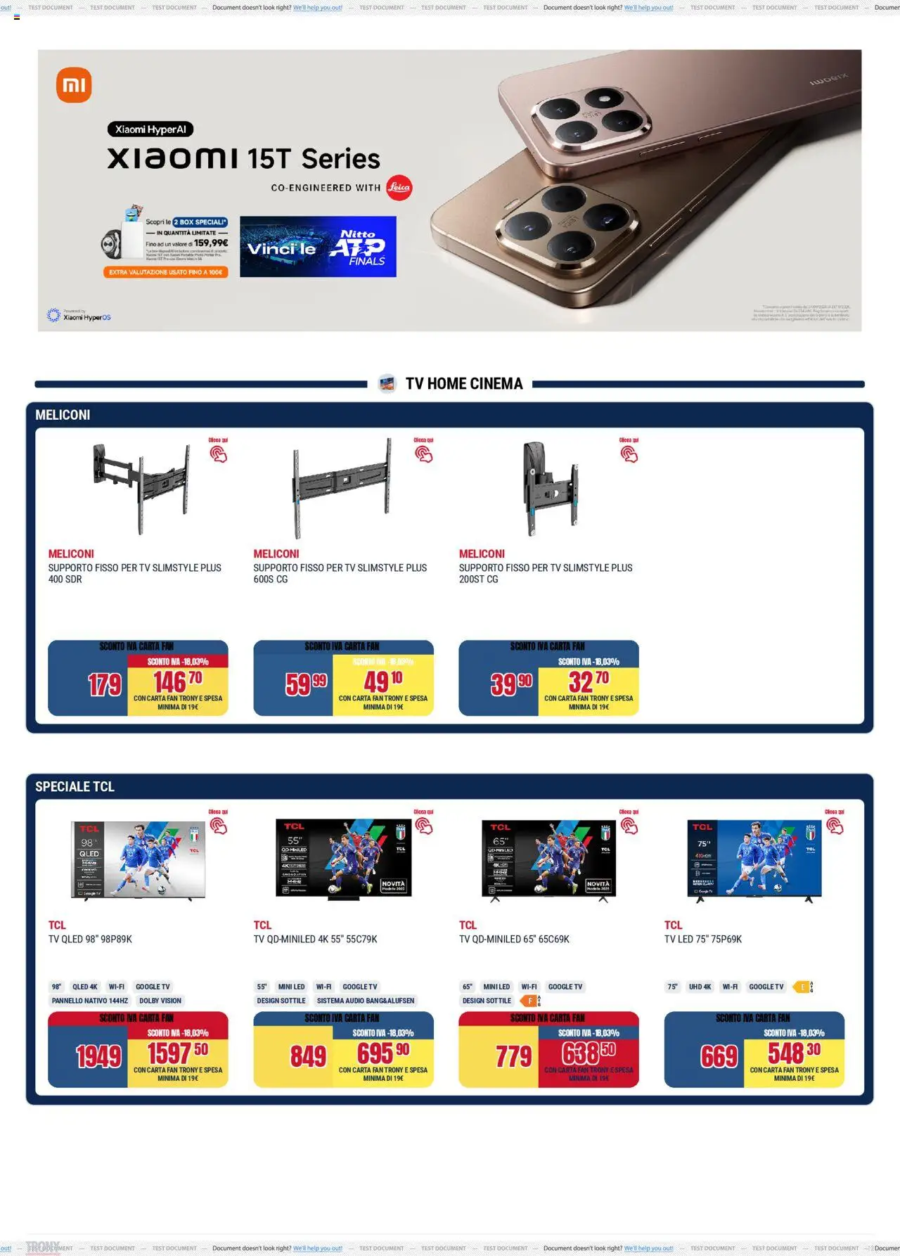 Volantino Trony del 02.10.2025 | Pagina: 12 | Prodotti: Xiaomi, TV, Audio, Fan