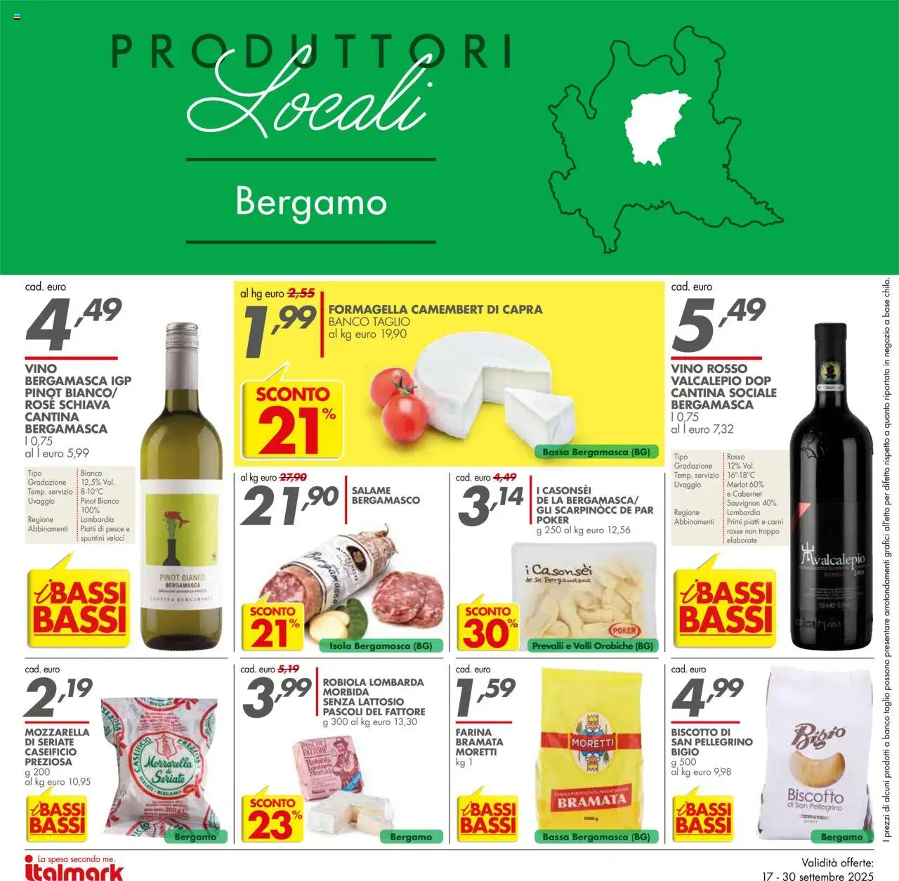 Volantino Italmark del 17.09.2025 | Pagina: 24 | Prodotti: Salame, Pesce, Robiola, Vino rosso