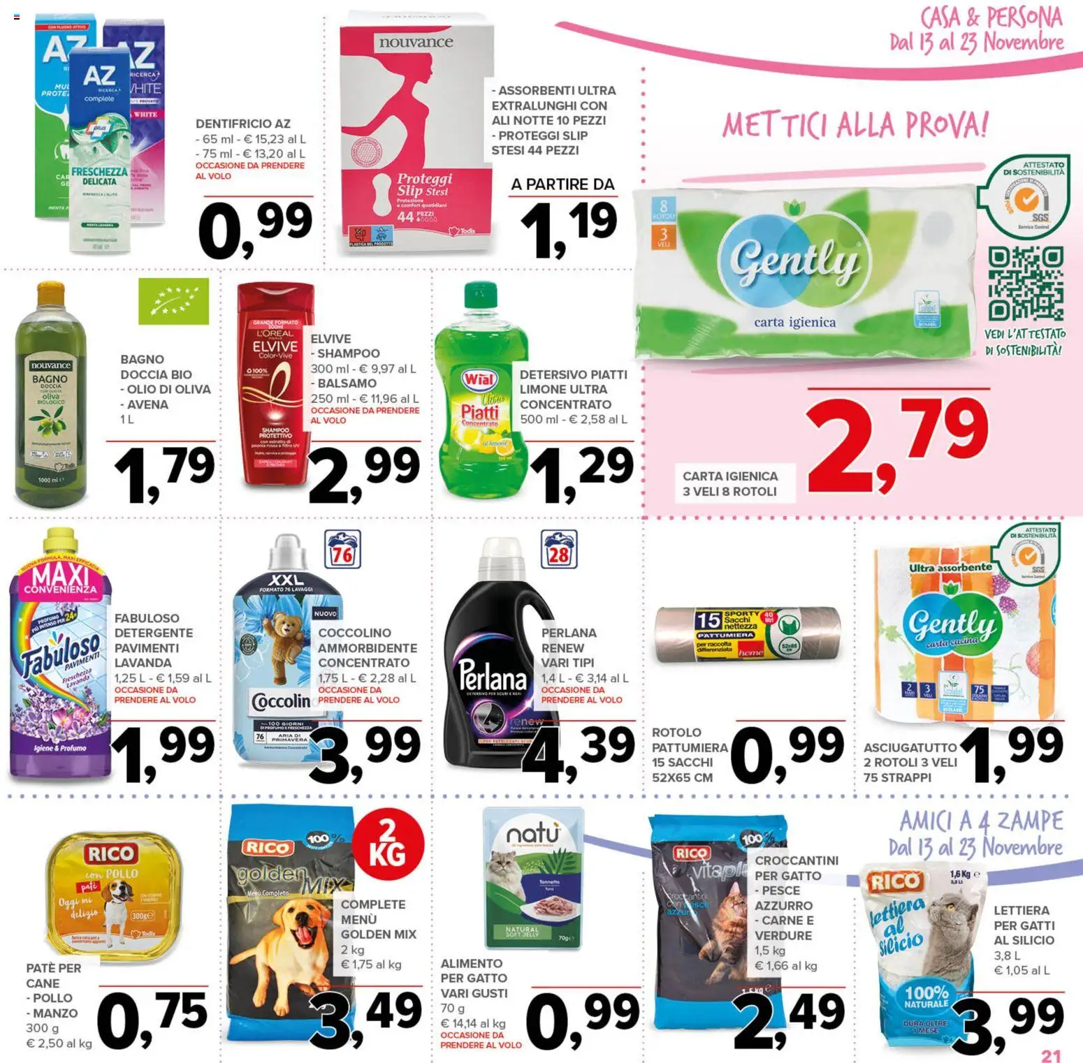 Volantino Todis del 13.11.2025 | Pagina: 21 | Prodotti: Shampoo, Dentifricio, Asciugatutto, Bagno