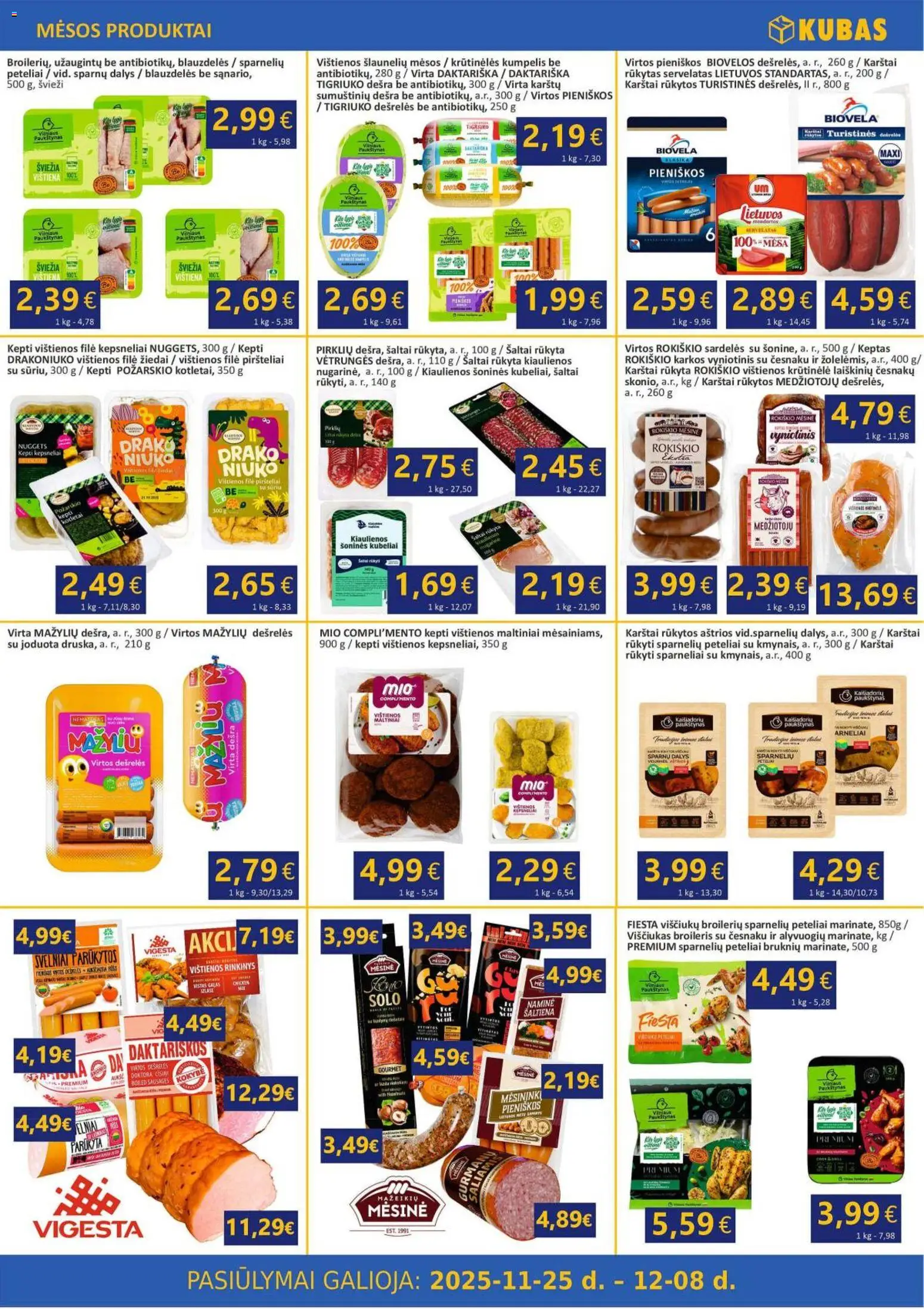 Kubas akcijos nuo 25.11.2025 | Puslapis: 3 | Prekių: Vištienos, Kiaulienos, Viščiukas, Vištiena