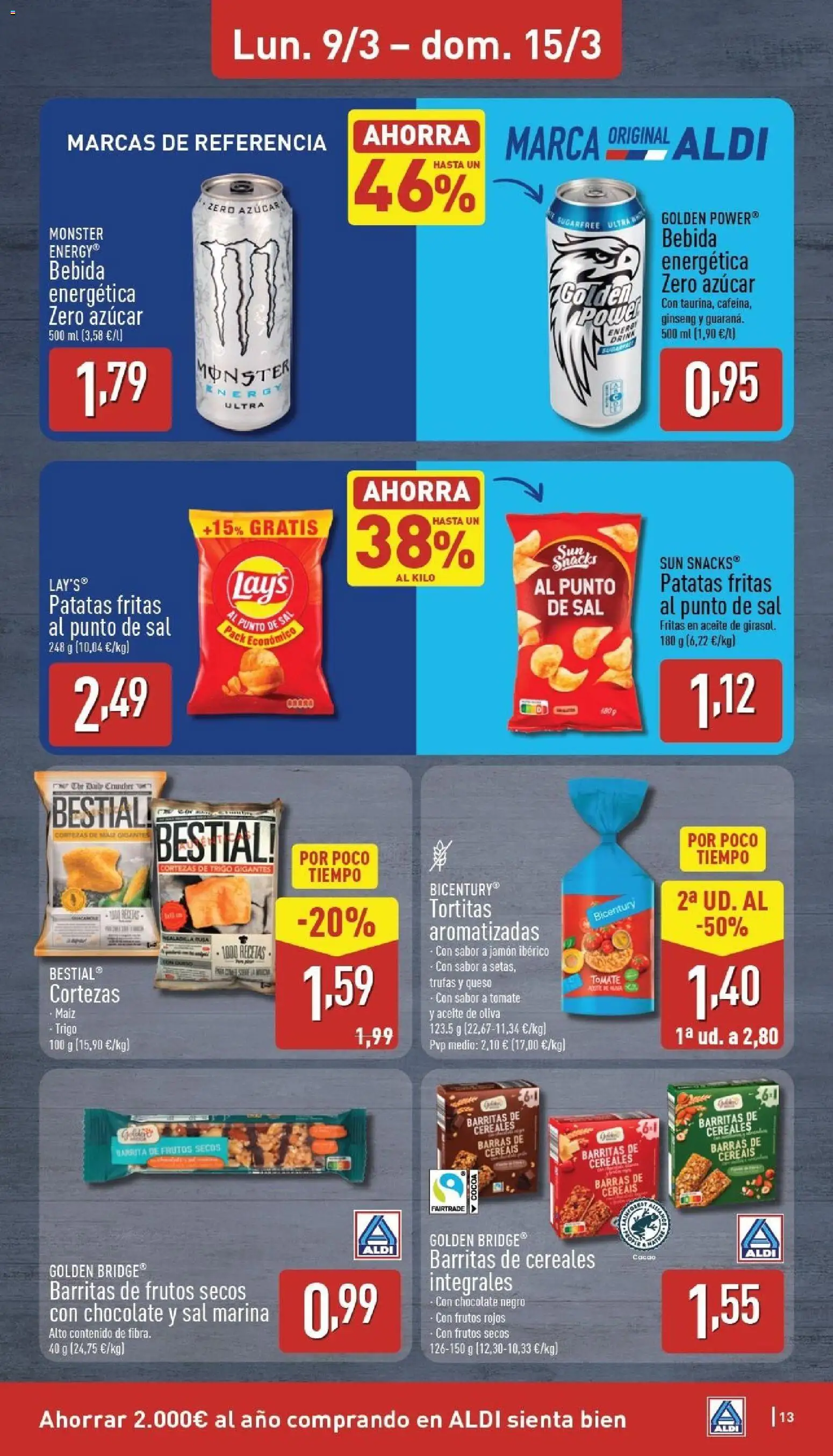 Aldi folleto Península │ válido desde el 09.03.2026 | Página: 13 | Productos: Aceite, Jamón ibérico, Cereales, Φρυγανιές σικάλεως