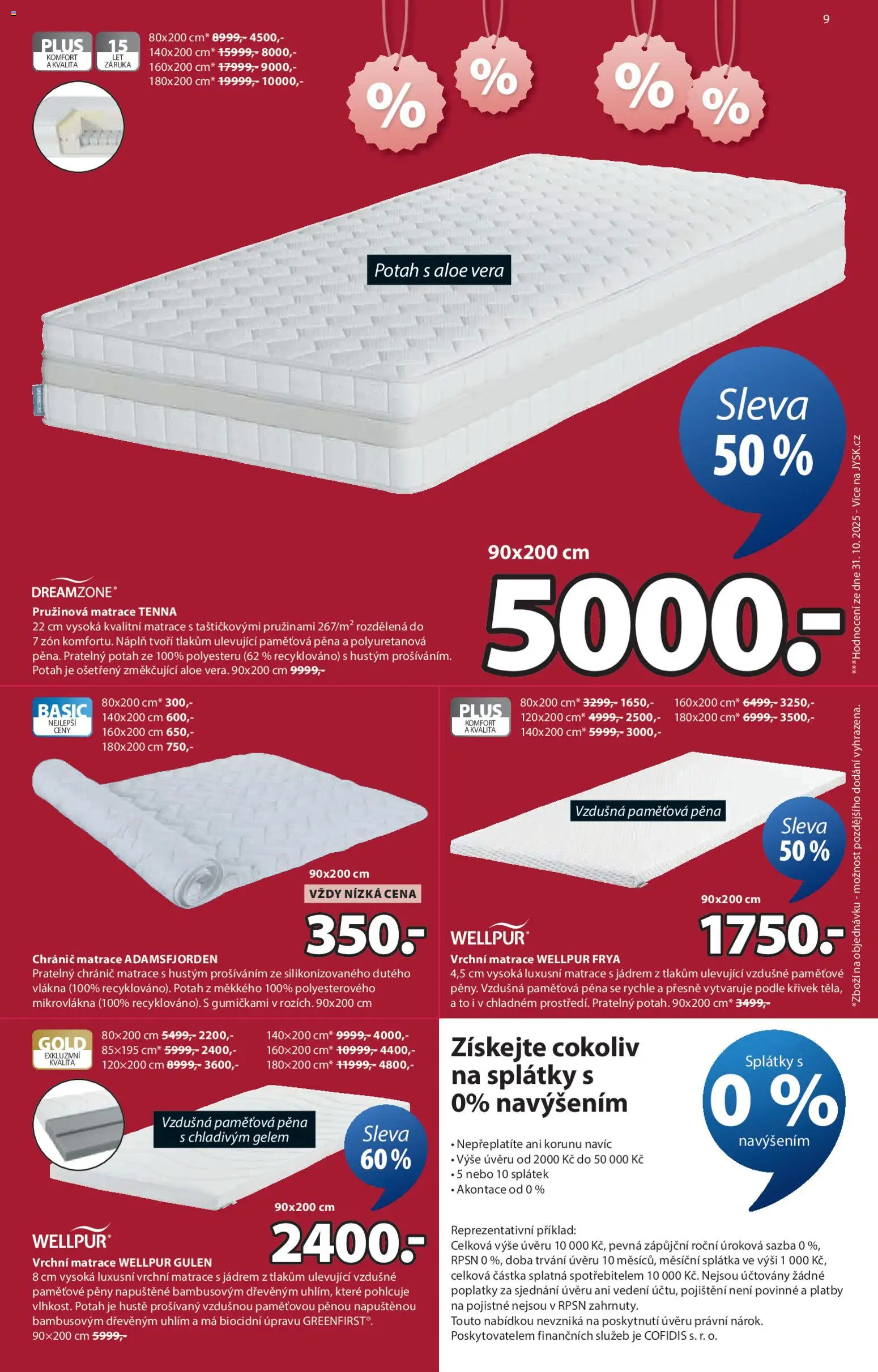 JYSK leták od 31.12.2025 | Strana: 9 | Produkty: Chránič matrace, Aloe vera, Matrace