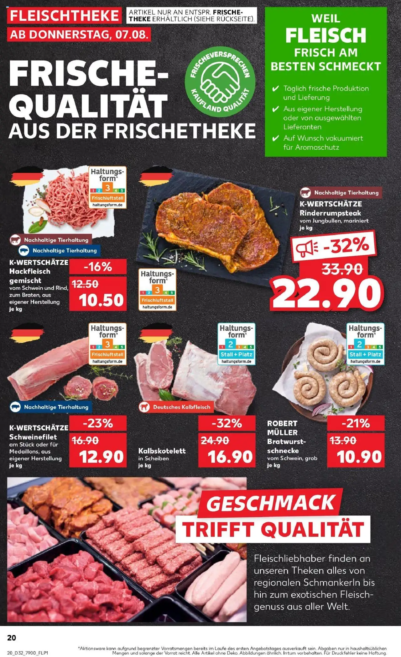 Kaufland prospekt Dorsten	 - gültig ab dem 07.08.2025 | Seite: 20 | Produkte: Theke, Schweinefilet, Fleisch, Hackfleisch