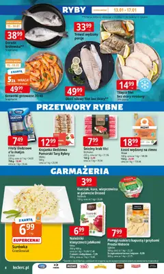 Pogląd oferty "E.Leclerc Gazetka" - ważna od 13.01.2026 | Strona: 8 | Produkty: Tilapia, Krewetki gotowane, Wieprzowina, Ryby