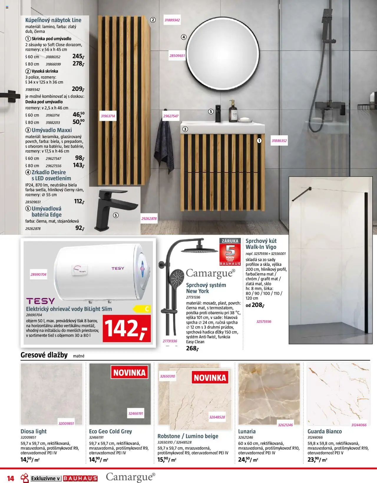 Nové Bauhaus akcie – leták je platný od 08.09.2025 | Strana: 14 | Produkty: Nábytok, Kupeľňový nábytok, Skrinka pod umývadlo, Zrkadlo