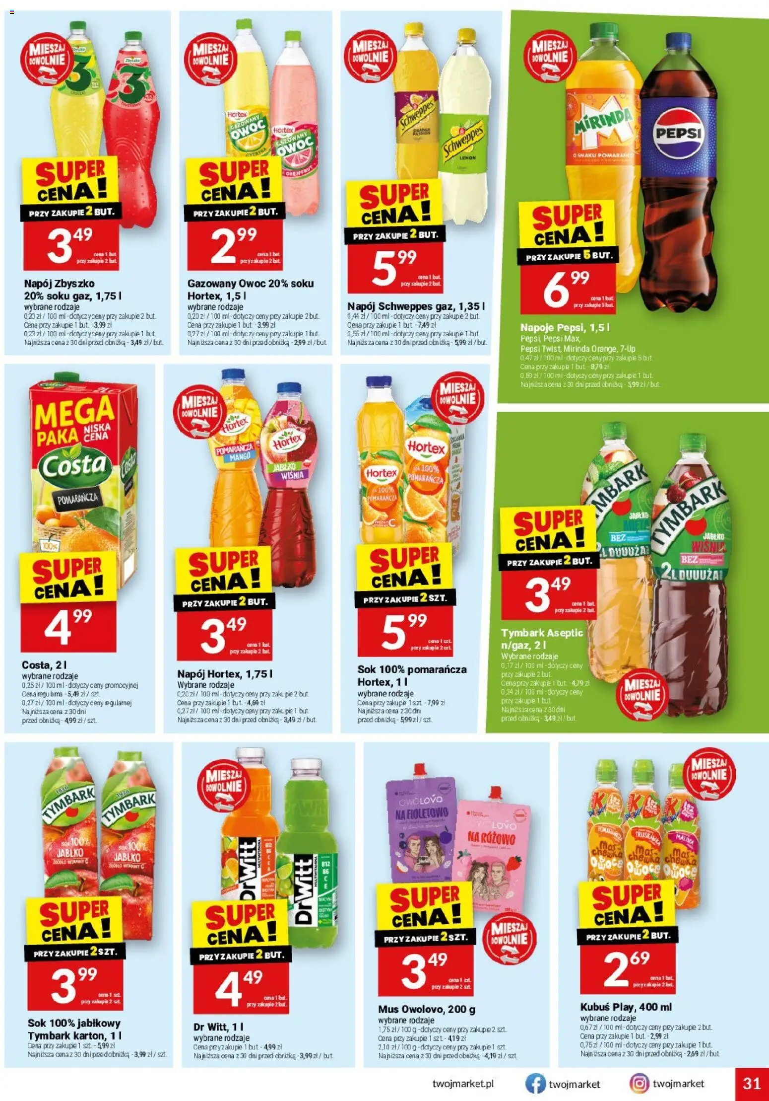 Twój Market gazetka od 18.03.2026 | Strona: 31 | Produkty: Mango, Napoje, Pepsi, Sok