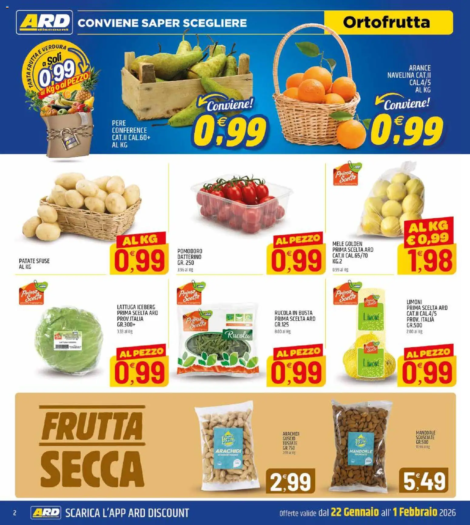 Volantino ARD Discount del 20.01.2026 | Pagina: 2 | Prodotti: Patate, Frutta, Limone, Lattuga