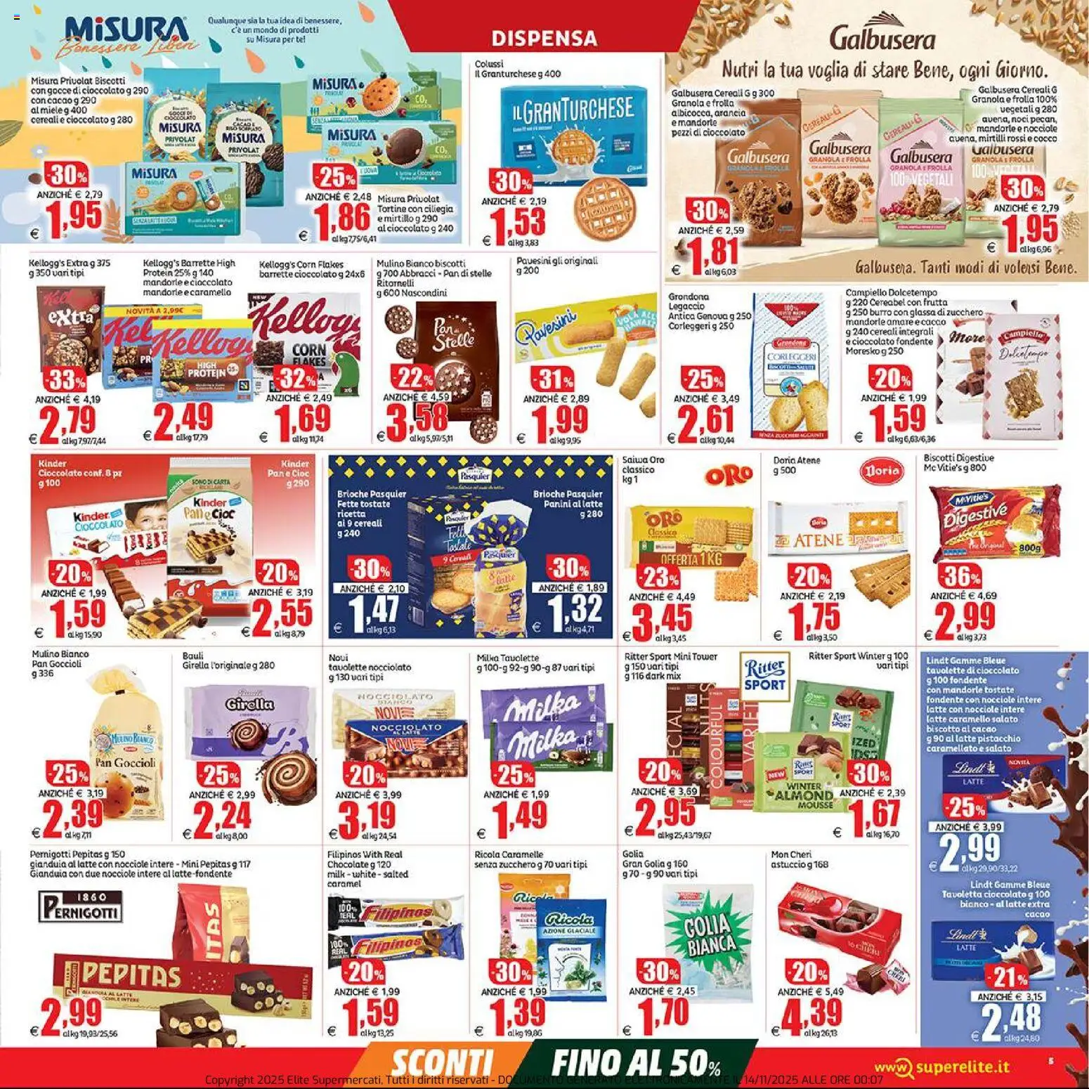 Volantino Elite Supermercati del 14.11.2025 | Pagina: 5 | Prodotti: Pane, Cioccolato, Noci, Mandorle