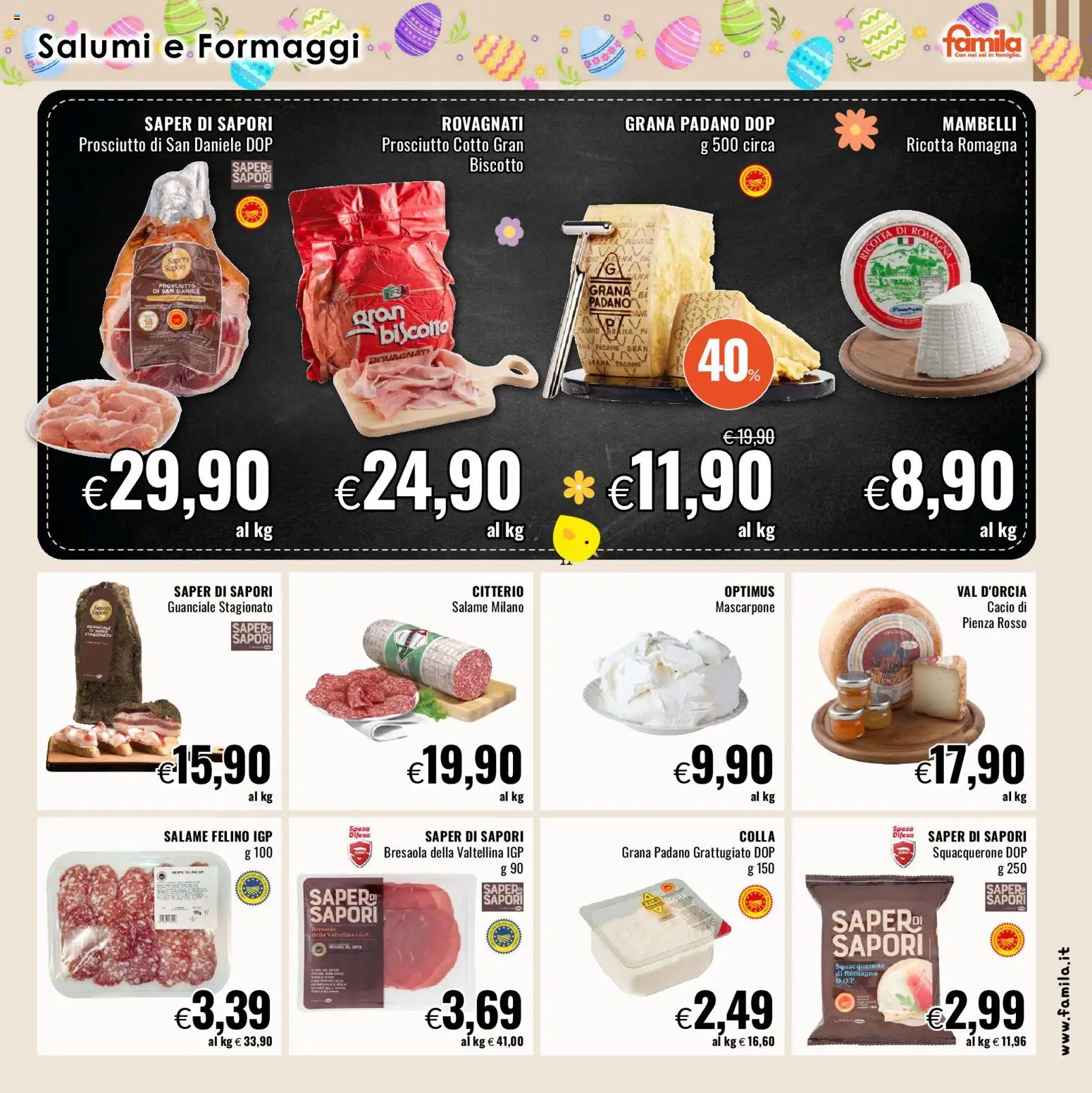Volantino Famila del 26.03.2026 | Pagina: 9 | Prodotti: Bresaola, Prosciutto, Colla, Ricotta