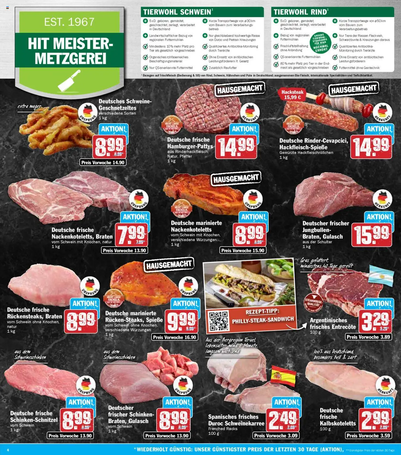 HIT Prospekt 	 - gültig ab dem 07.07.2025 | Seite: 4 | Produkte: Pute, Spieße, Entrecote, Gulasch
