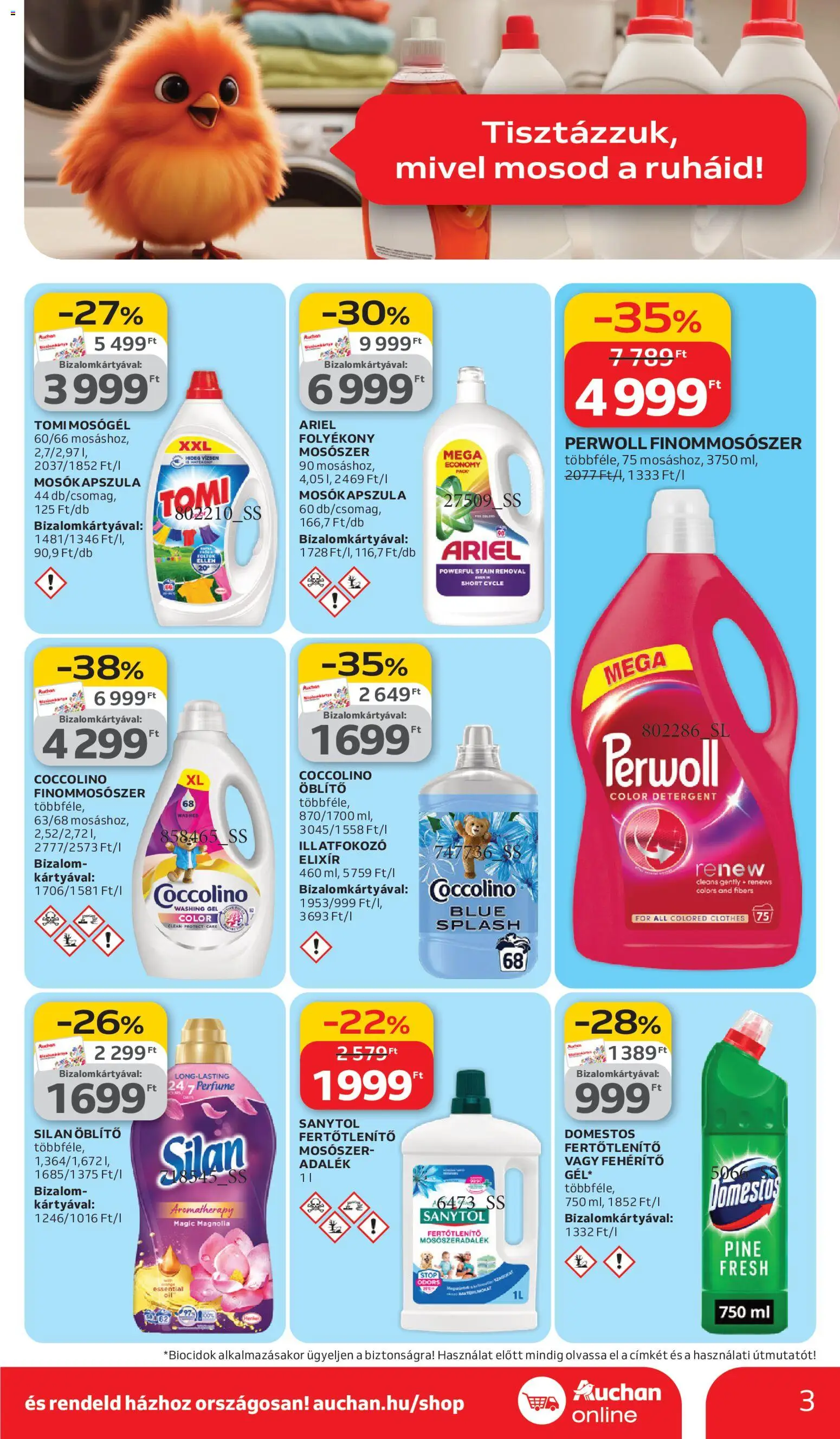 Auchan akciós ujság - amely érvényes a következő dátumtól: 05.03.2026 | Oldal: 3 | Termékek: Perwoll, Mosókapszula, Öblítő, Folyékony mosószer