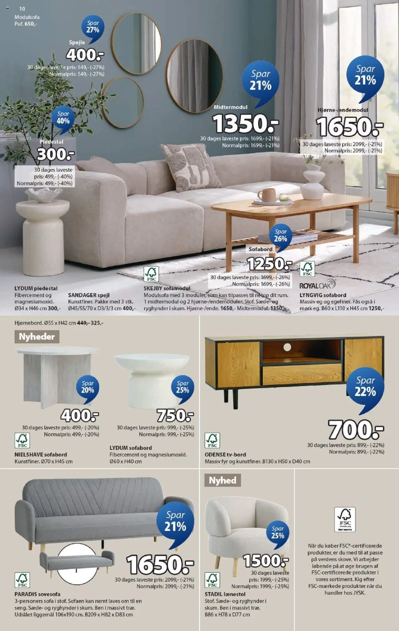 JYSK Tilbudsavis gyldig fra 15.08.2025 | Side: 10 | Produkter: Sofabord, Sofa, Lænestol, Søm