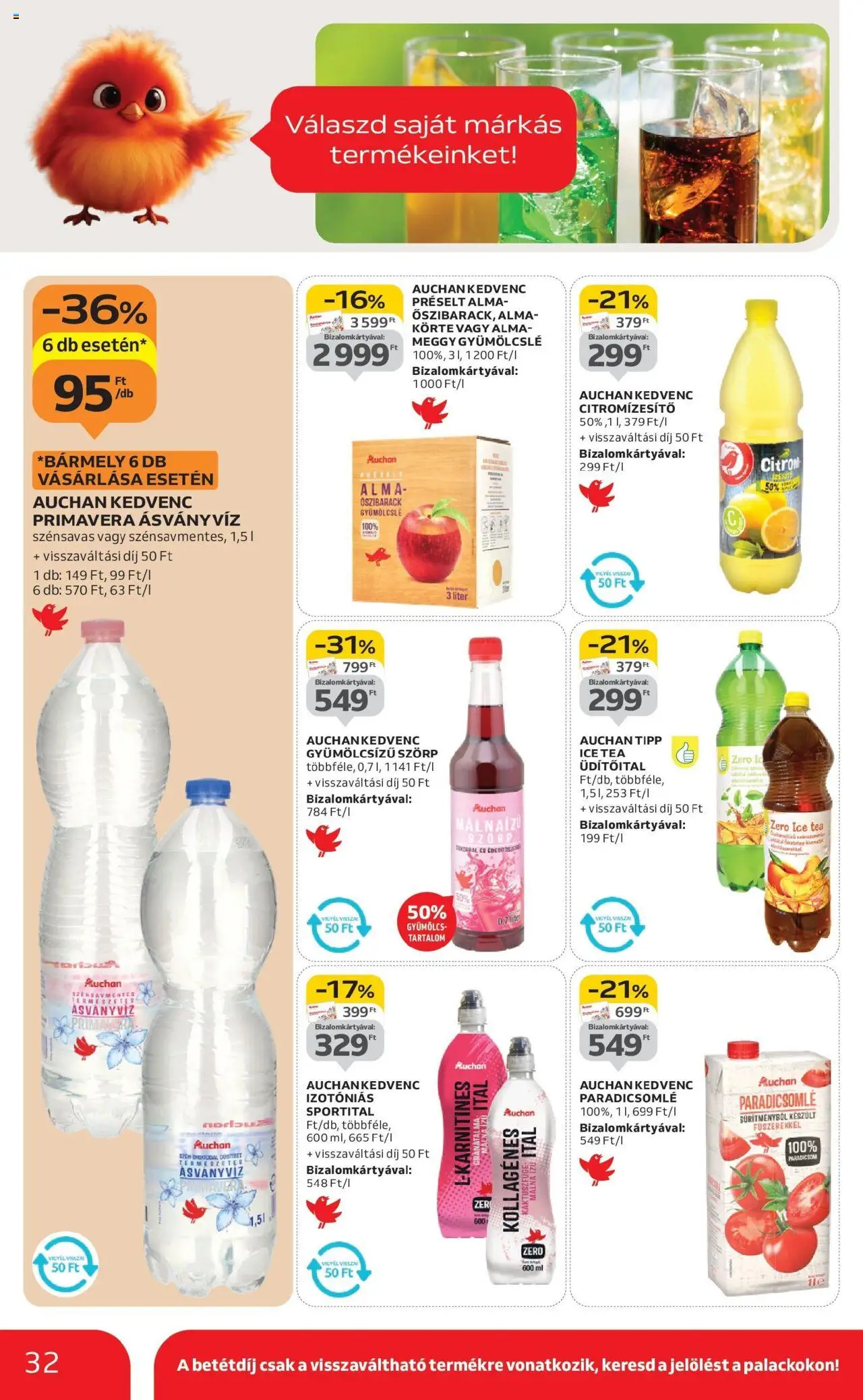 Auchan akciós ujság - amely érvényes a következő dátumtól: 04.09.2025 | Oldal: 32 | Termékek: Ice tea, Paradicsomlé, Ásványvíz, Alma