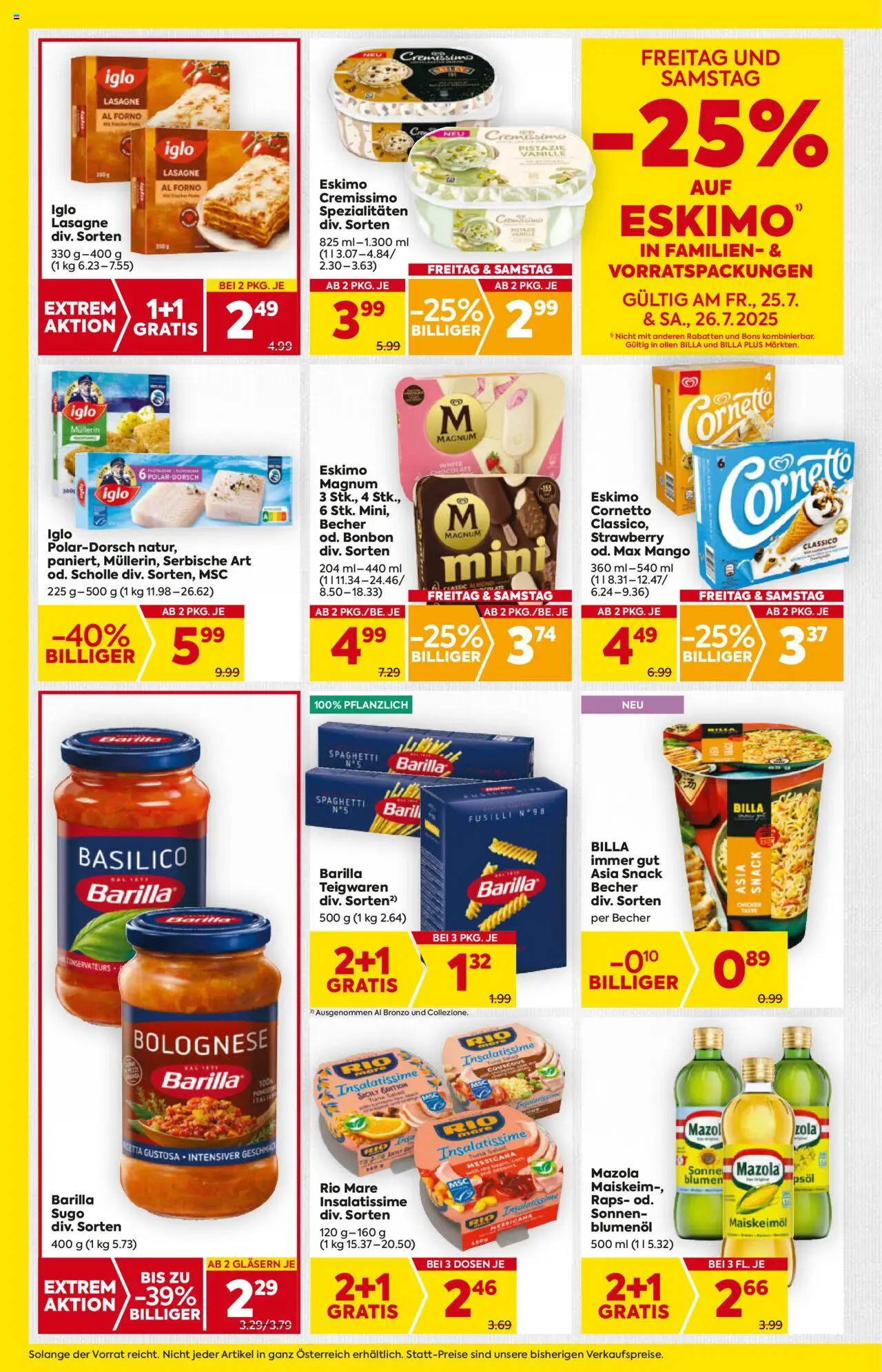 Billa AT akciós ujság - amely érvényes a következő dátumtól: 24.07.2025 | Oldal: 10 | Termékek: Magnum, Lasagne, Mangó