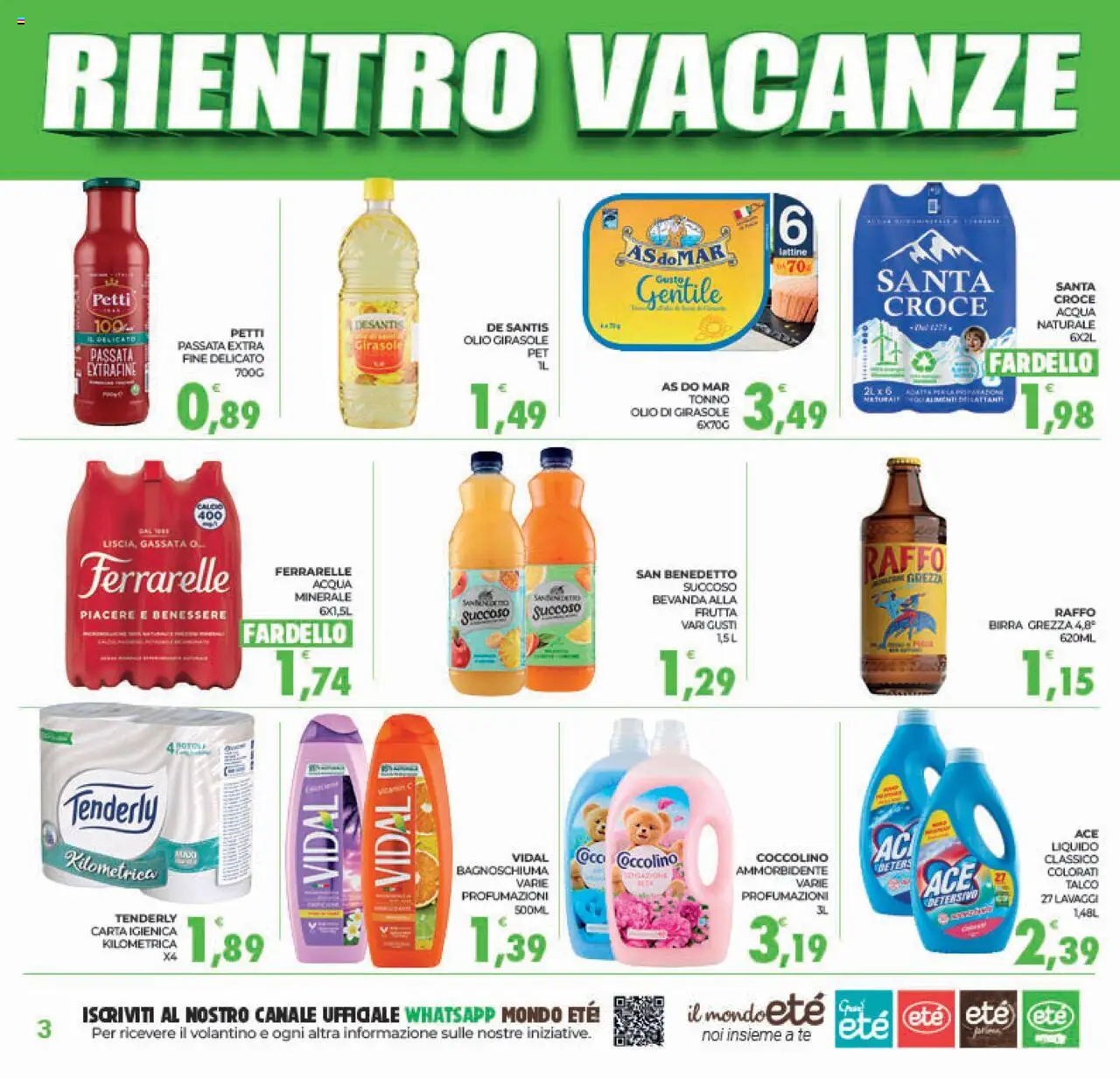 Volantino Eté del 29.08.2025 | Pagina: 3 | Prodotti: Carta igienica, Tè, Olio, Ferrarelle