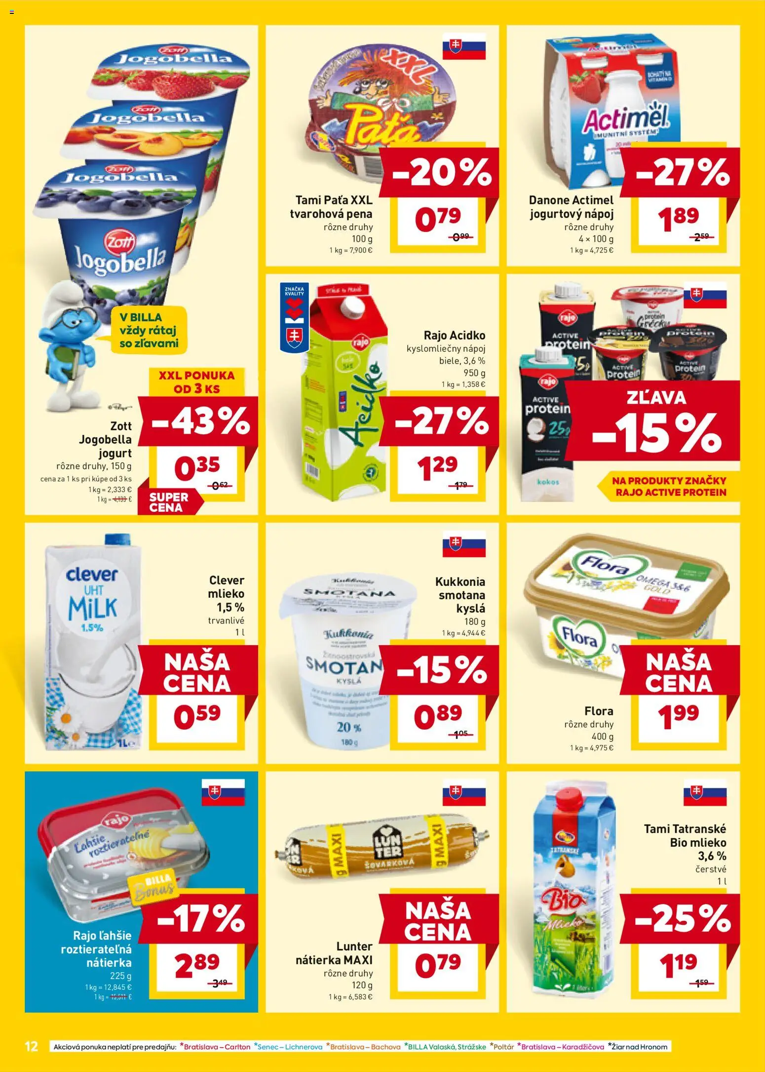 Nové Billa akcie – leták je platný od 27.12.2025 | Strana: 12 | Produkty: Jogurt, Smotana, Actimel, Flora
