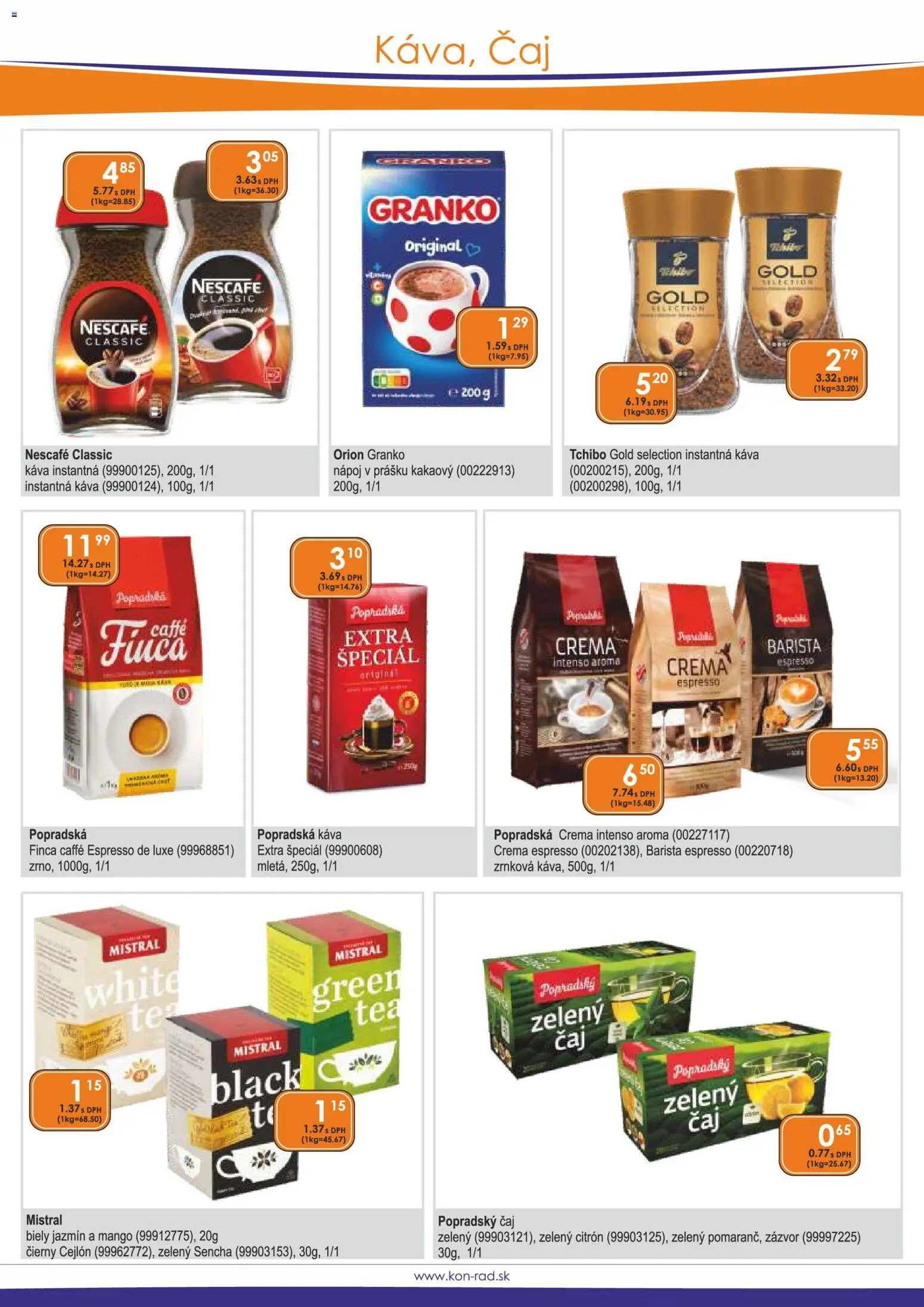 Nové KON - RAD akcie – leták je platný od 01.01.2026 | Strana: 20 | Produkty: Popradská káva, Barista, Mango, Nescafé Classic