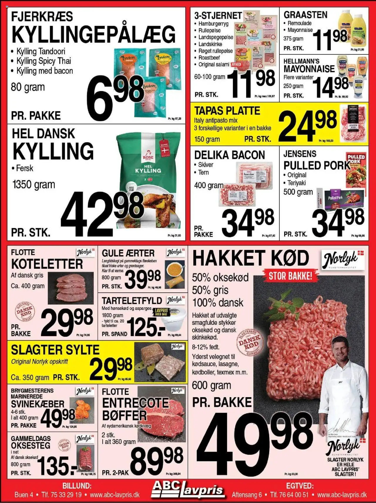 Abc Lavpris tilbudsavis – gyldig fra 15.10.2025 | Side: 2 | Produkter: Bøffer, Hakket kød, Rullepølse, Bacon