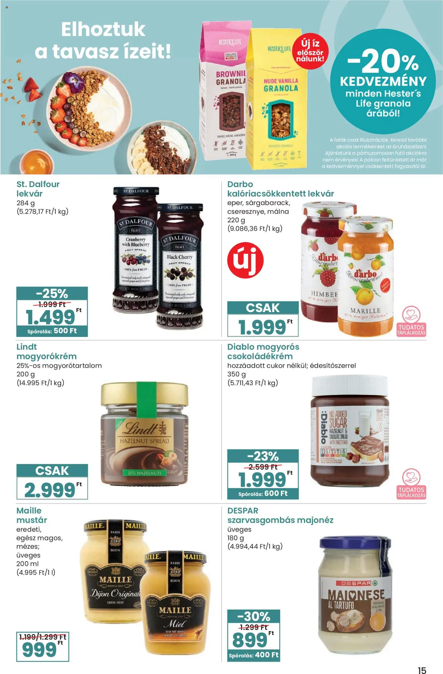 Interspar akciós ujság - amely érvényes a következő dátumtól: 09.03.2026 | Oldal: 15 | Termékek: Málna, Brownie, Mustár, Cukor