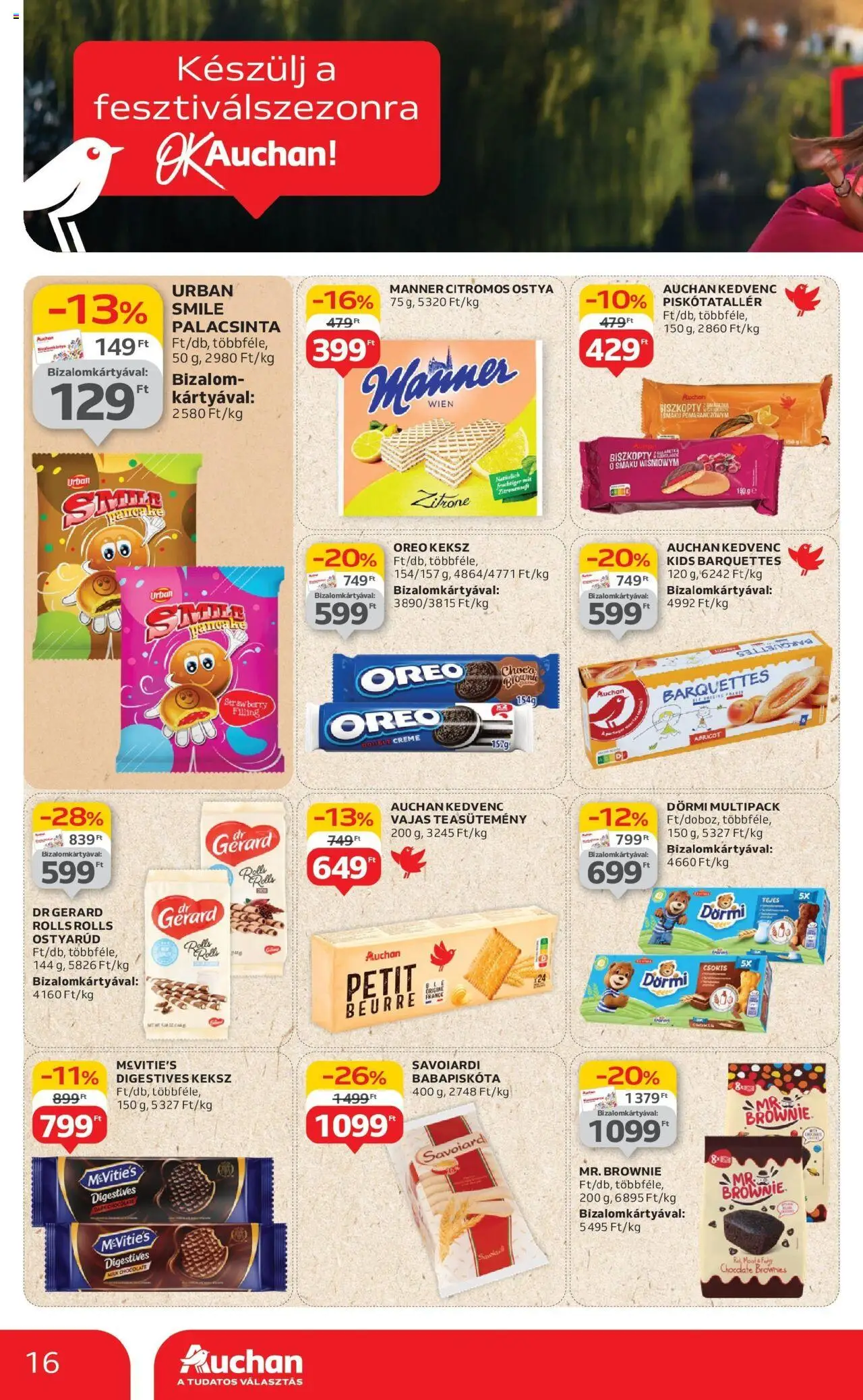 Auchan akciós ujság - amely érvényes a következő dátumtól: 12.06.2025 | Oldal: 16 | Termékek: Teasütemény, Brownie, Mák, Keksz