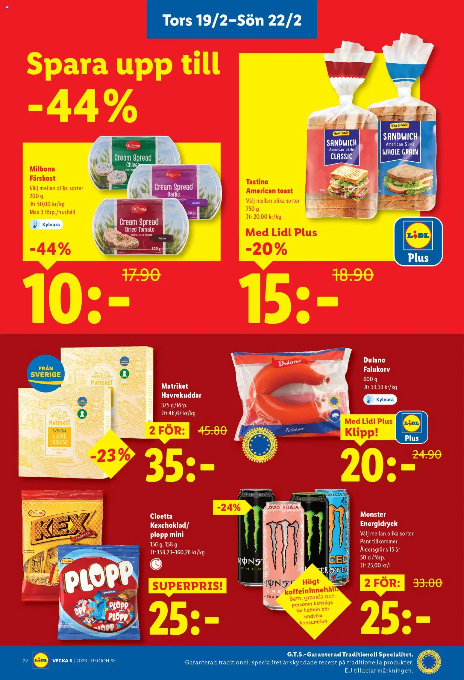 Lidl reklamblad aktuell från 16.02.2026 | Sida: 27 | Produkter: Sandwich, Falukorv, Juice, Energidryck