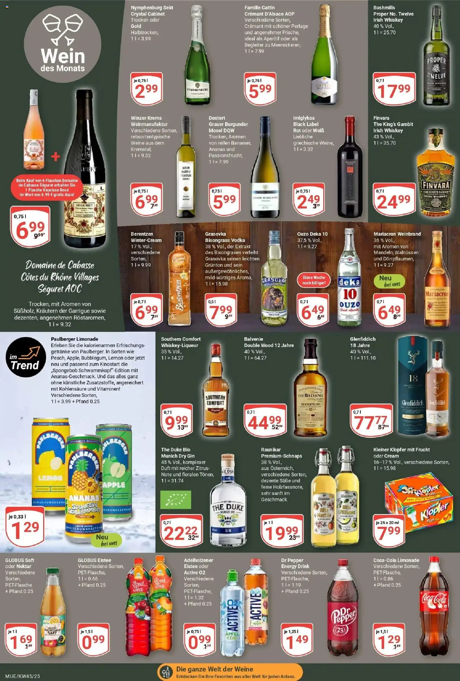 Globus prospekt Mühldorf	 – gültig ab 02.11.2025 | Seite: 17 | Produkte: Saft, Vodka, Gin, Whiskey