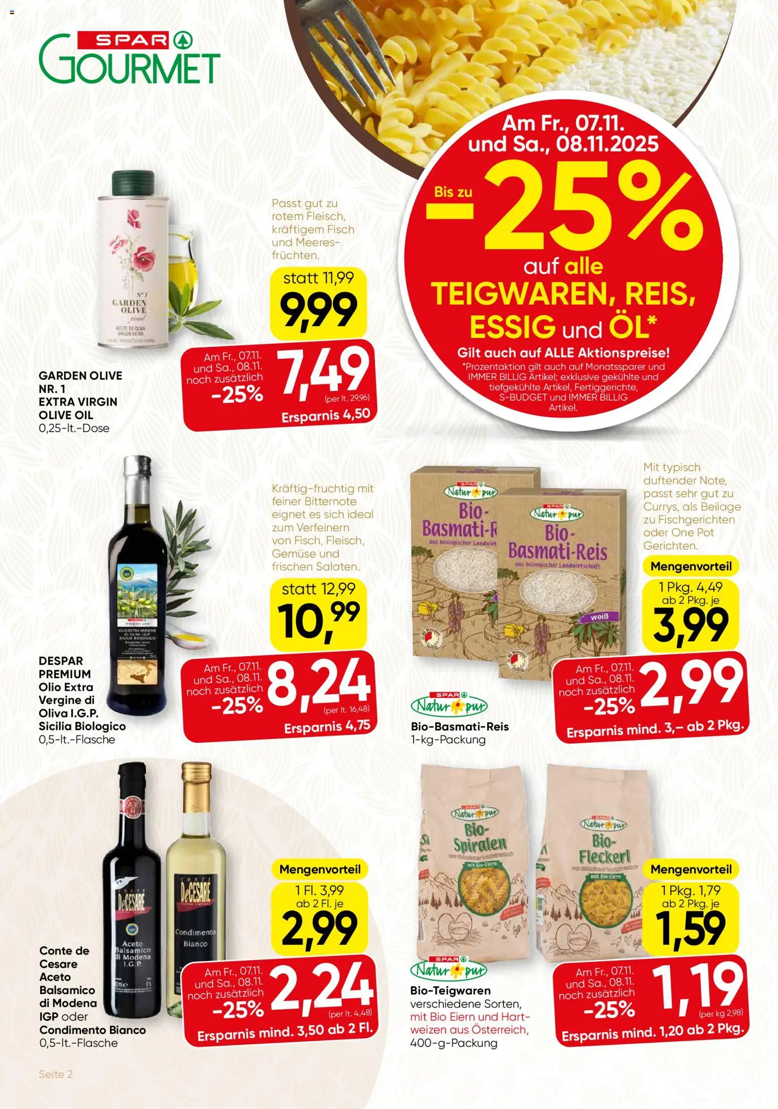 SPAR Gourmet Flugblatt Niederösterreich gültig ab 06.11.2025 | Seite: 2 | Produkte: Gemüse, Fisch