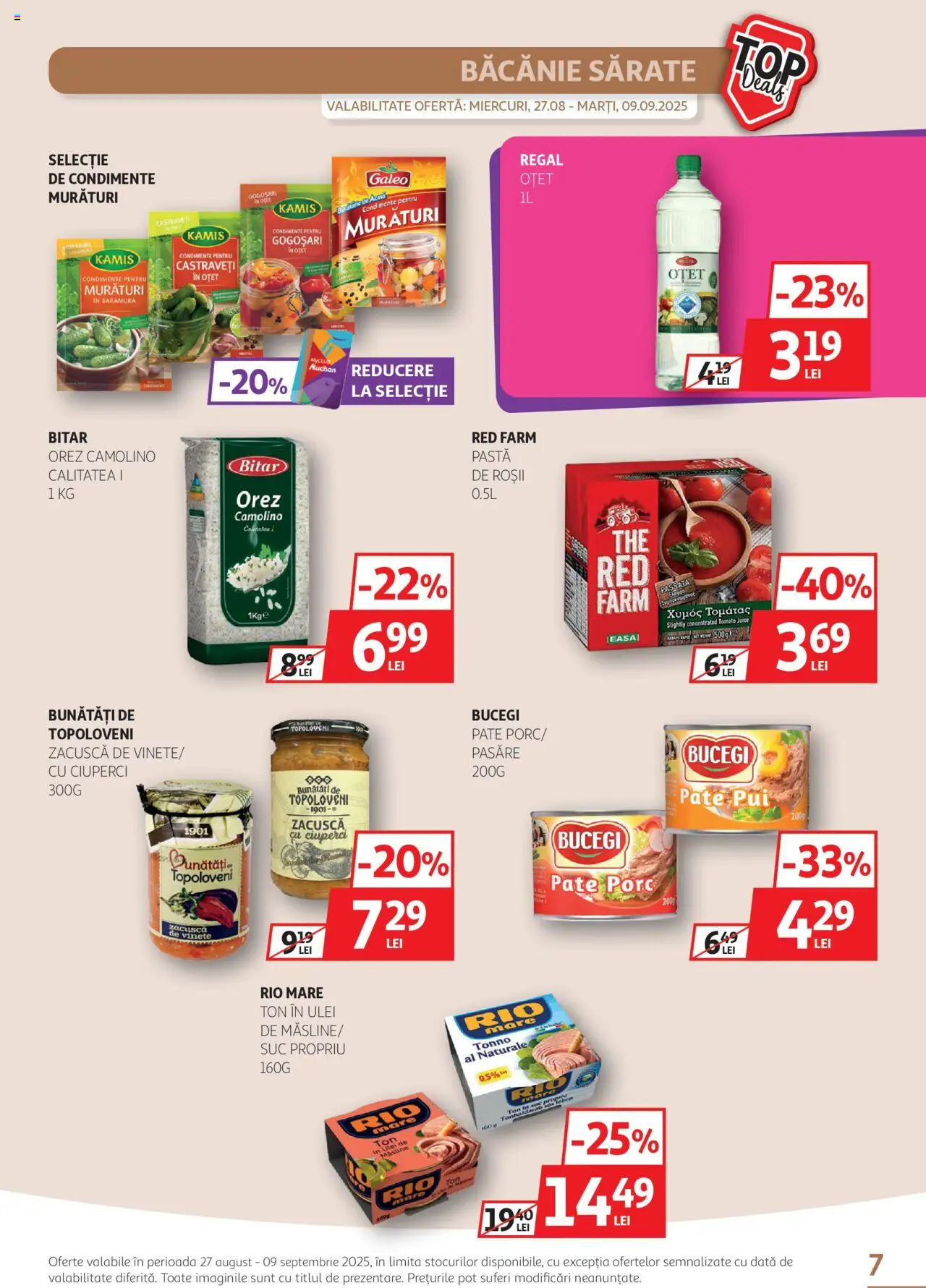 Catalog Auchan – valabil de la 27.08.2025 | Pagină: 7 | Produse: Ciuperci, Suc, Roșii, Condimente