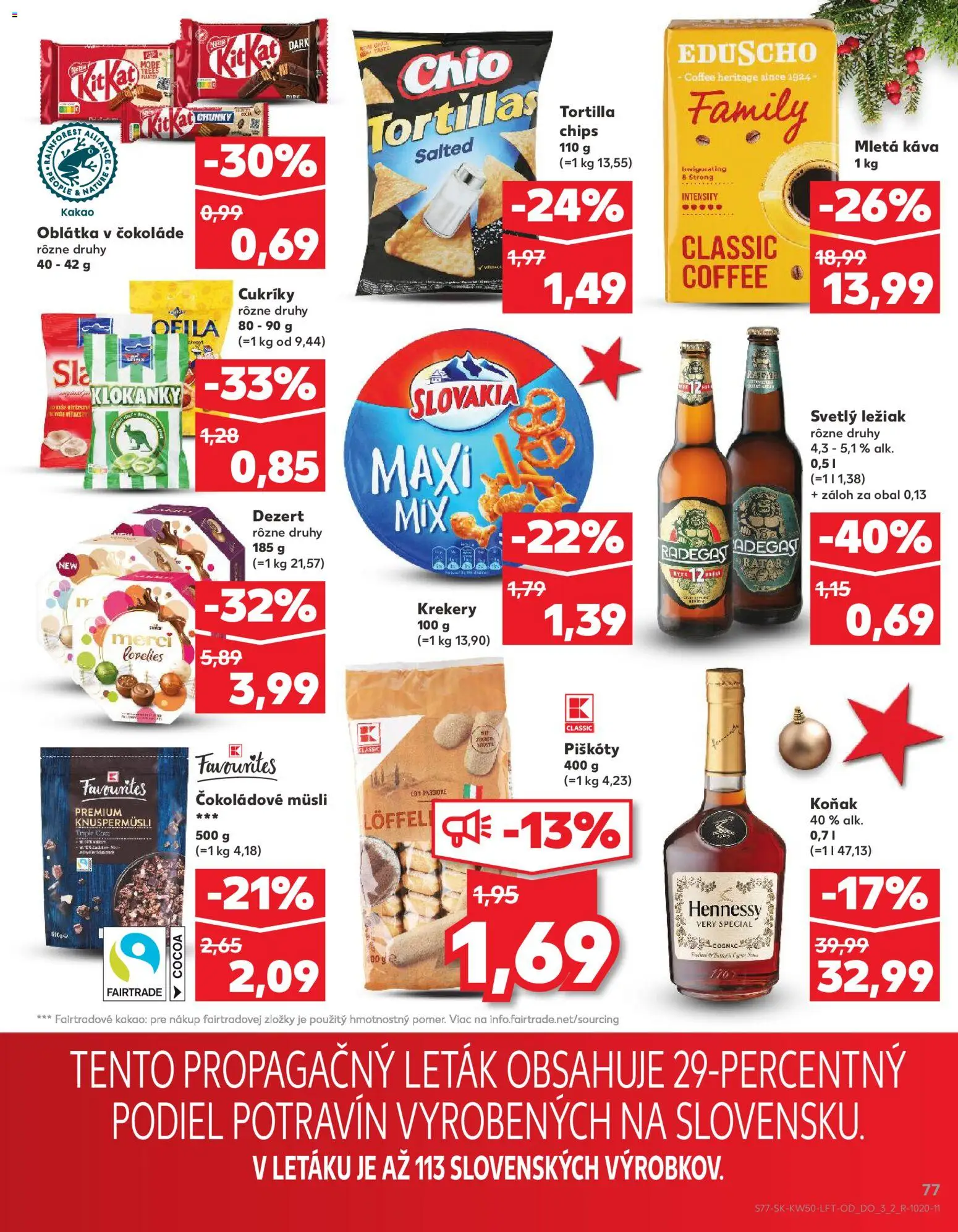 Nové Kaufland akcie – leták je platný od 11.12.2025 | Strana: 77 | Produkty: Merci, Koňak, Hennessy, Kakao