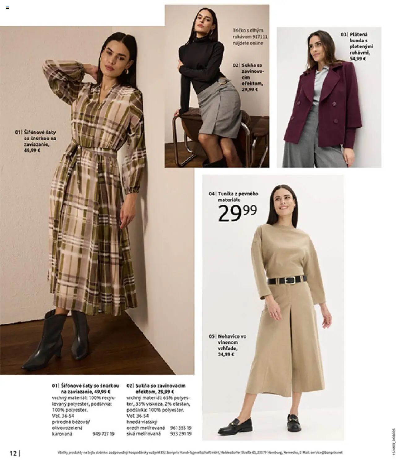 Nové Bonprix akcie – leták je platný od 14.10.2025 | Strana: 14 | Produkty: Šaty, Tričko, Bunda, Nohavice