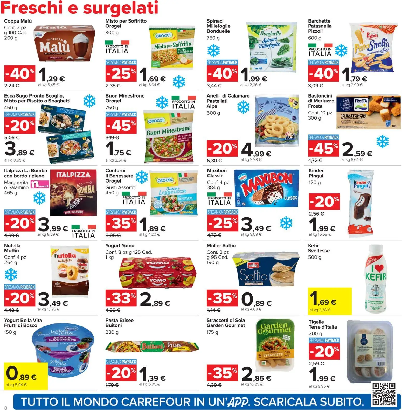 Volantino Carrefour del 02.03.2026 | Pagina: 8 | Prodotti: Merluzzo, Pasta, Spinaci, Muffin