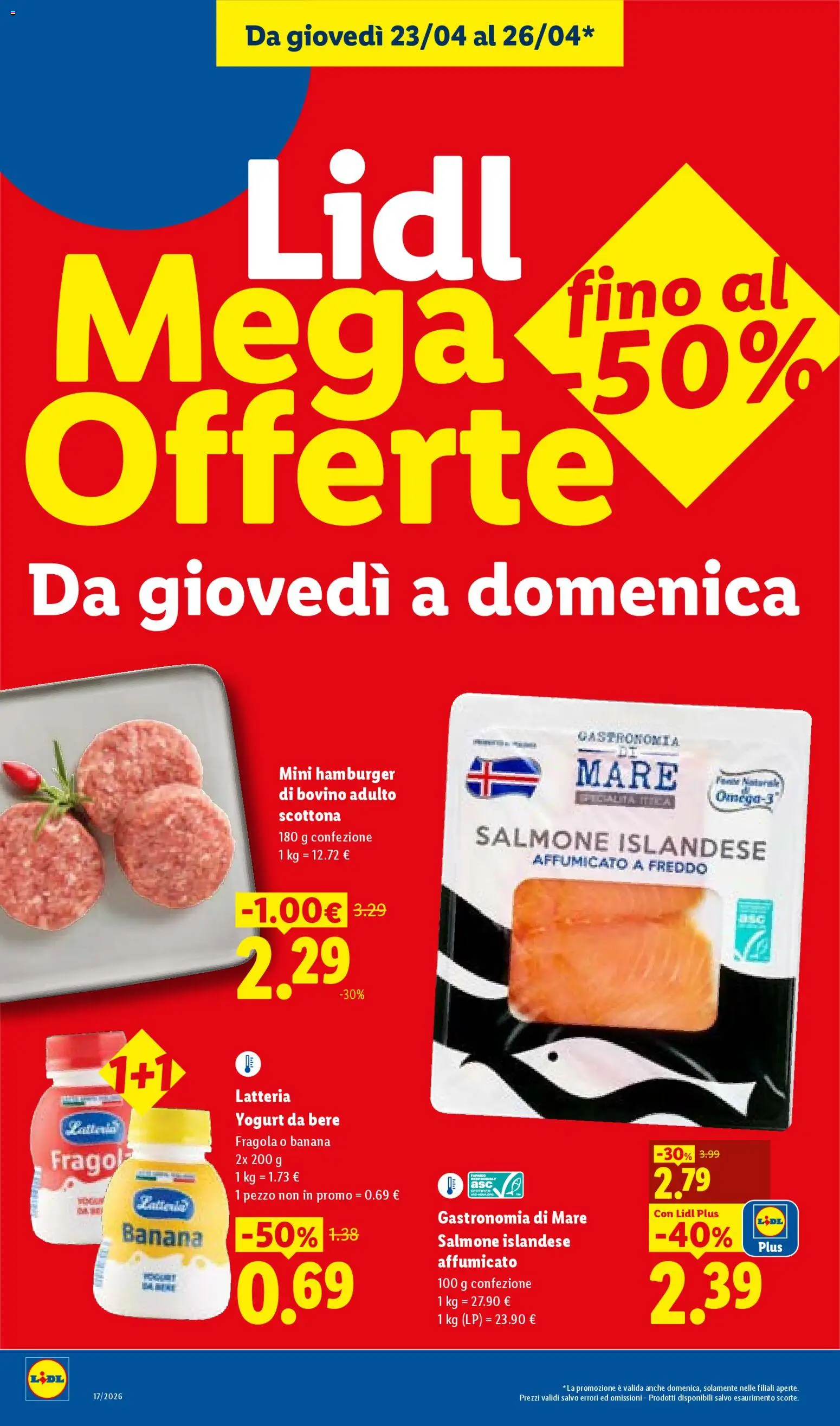 Volantino Lidl del 23.04.2026 | Pagina: 6 | Prodotti: Bovino, Yogurt, Salmone, Hamburger